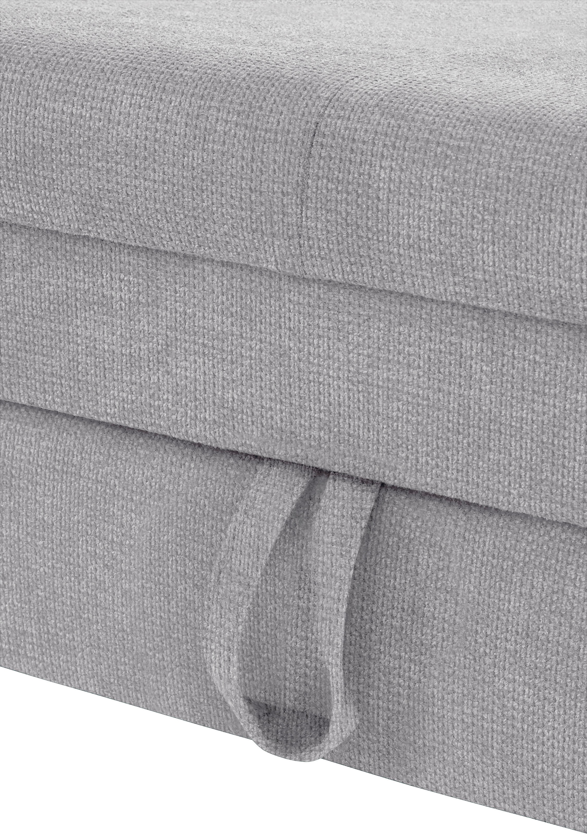 COTTA Ecksofa »Mia L-Form mit 3 Zierkissen«, wahlweise mit Bettfunktion, Bettkasten, Beleuchtung & Wireless-Charger