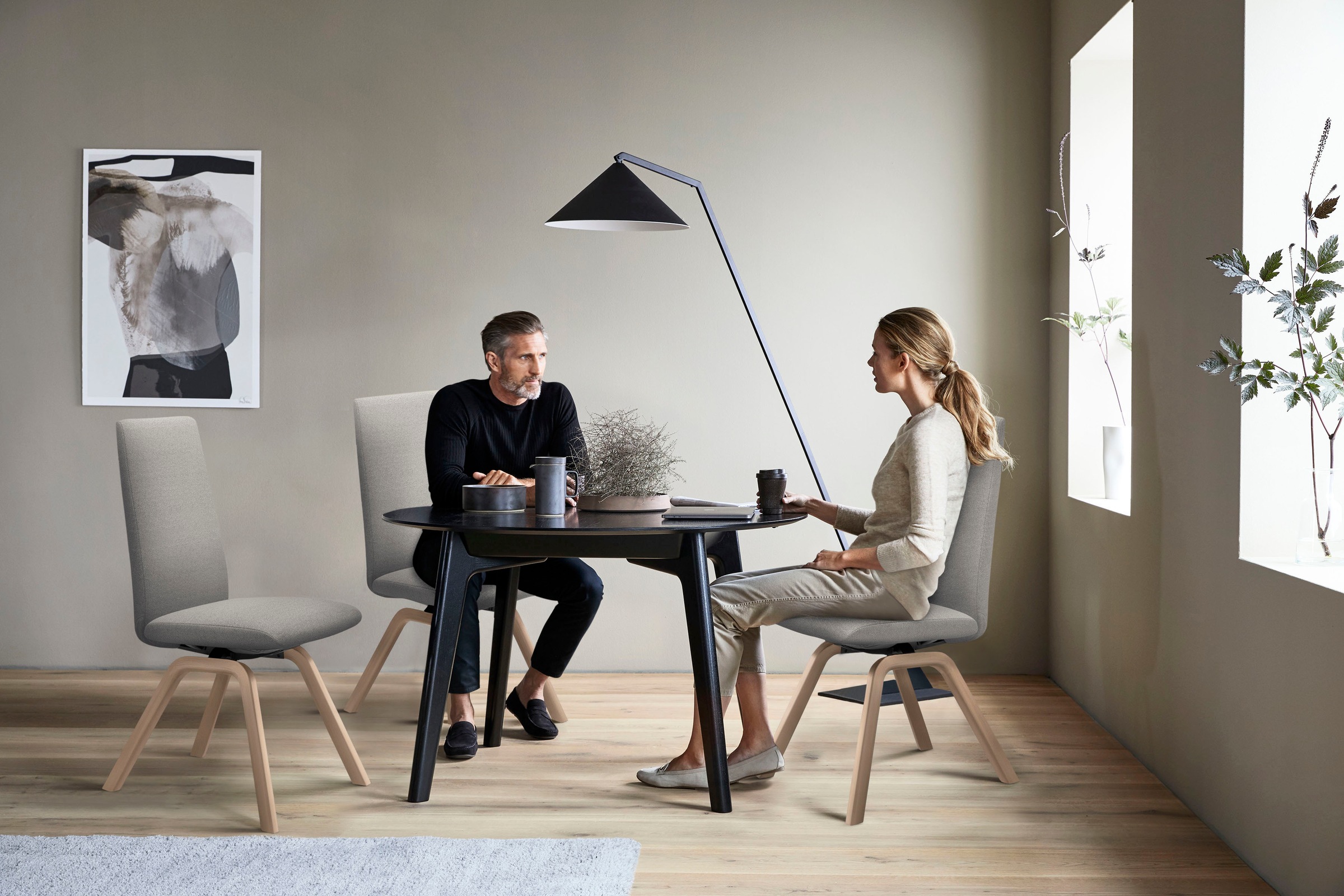 Stressless® Polsterstuhl »Laurel«, ROHLEDER Stoff Q2 FARON, High Back, Größe M, mit schräggestellten Beinen in Eiche natur