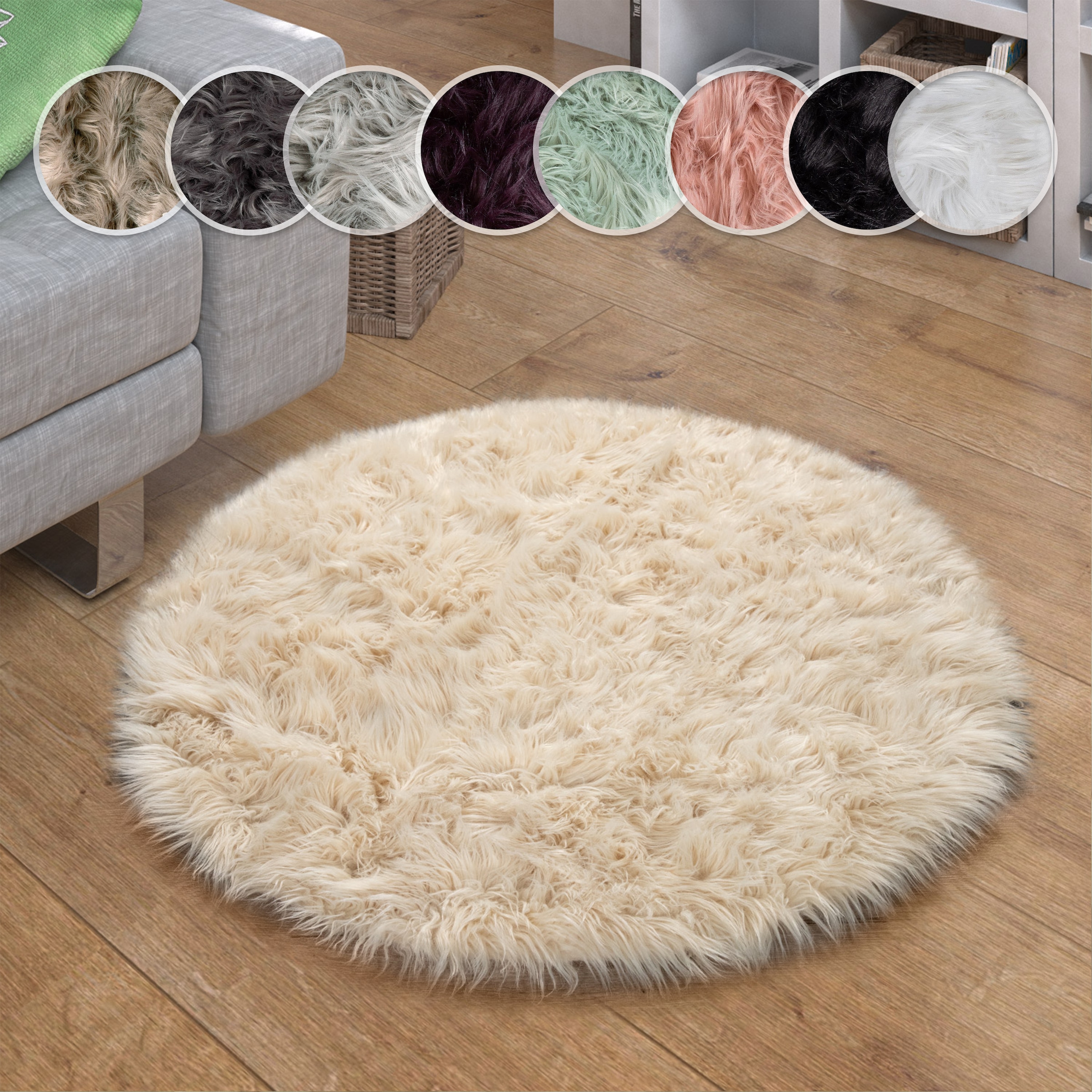 Paco Home Fellteppich »Playa 960« rund 64 mm Höhe Kunstfell, Flokati-Optik, günstig online kaufen