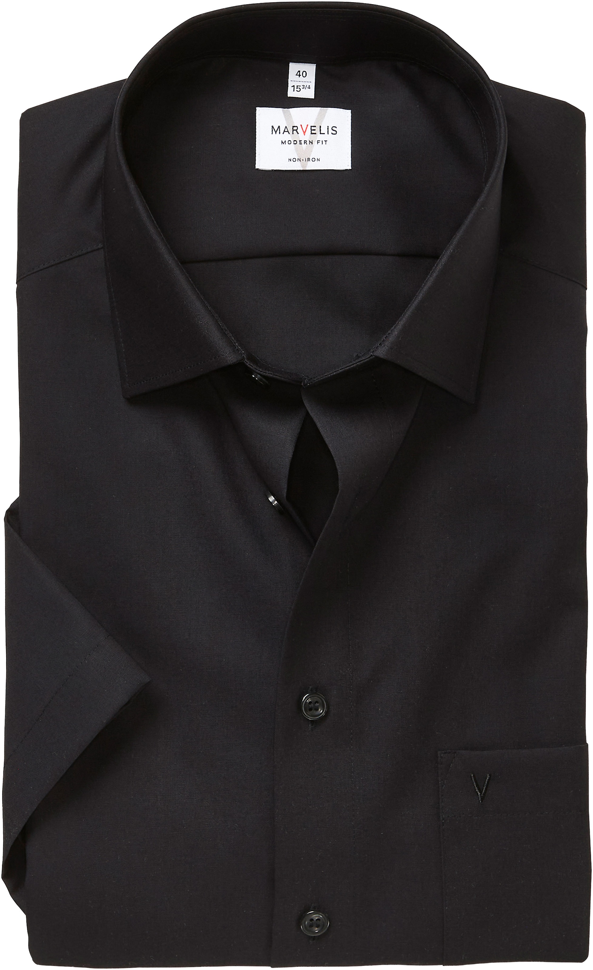 MARVELIS Kurzarmhemd modern fit, Busnesshemd, New Kentkragen, bügelfrei