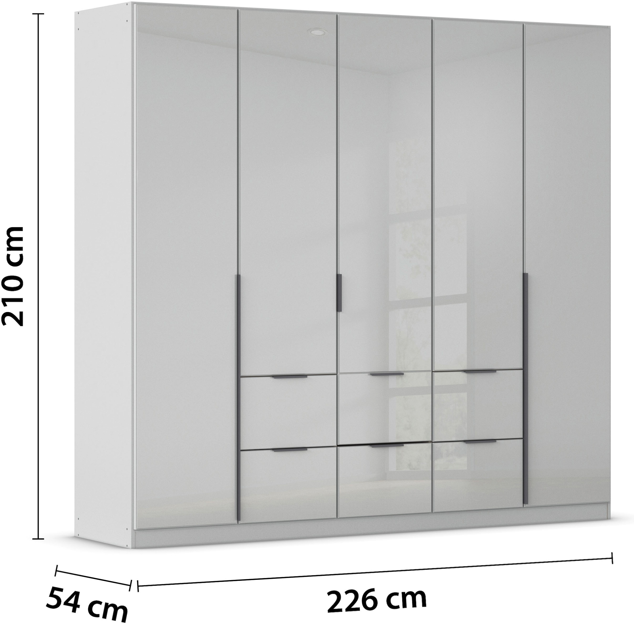 rauch Drehtürenschrank »Kleiderschrank Kleiderschränke Schrank Garderobe AGORDO mit Glasfront«, (in zwei Griff-Farben mit Glasfront), mit Außenschubkästen, in 6 Breiten und 2 Höhen MADE IN GERMANY