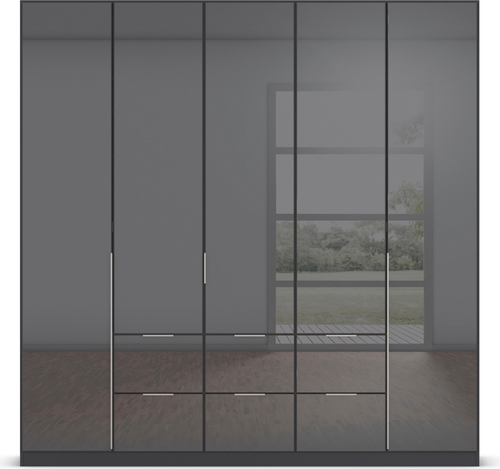 rauch Drehtürenschrank »Kleiderschrank Kleiderschränke Schrank Garderobe AGORDO mit Glasfront«, (in zwei Griff-Farben mit Glasfront), mit Außenschubkästen, in 6 Breiten und 2 Höhen MADE IN GERMANY
