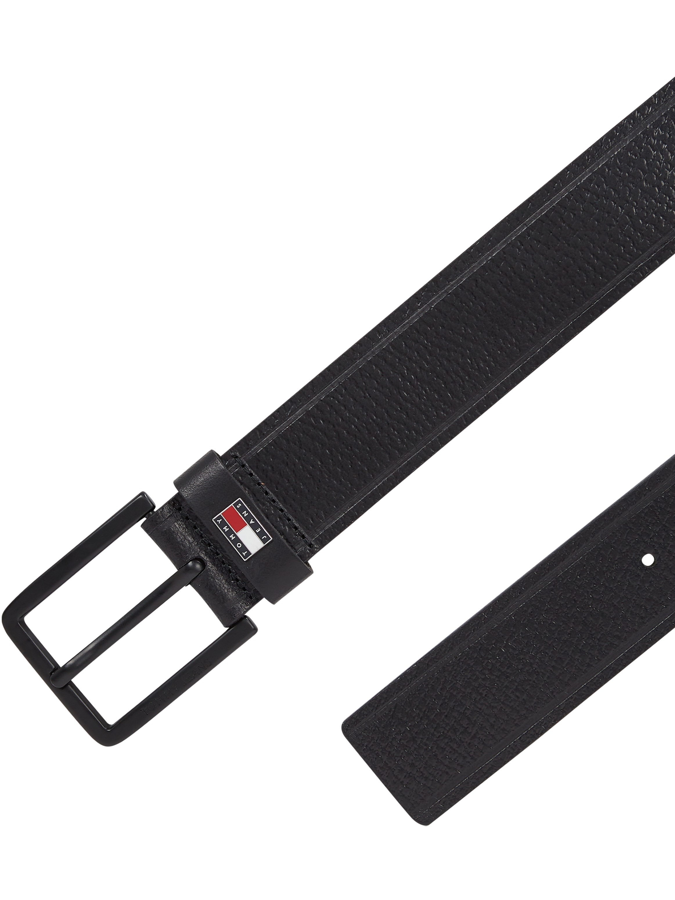 Tommy Jeans Ledergürtel »TJM ELEVATED FLAG LEATHER 3.5«, Größenverstellbar, Markenlogoemblem aus Metall