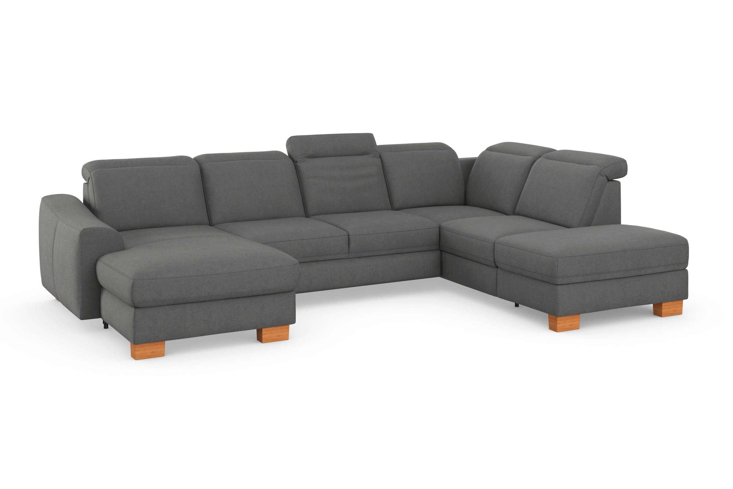 sit&more Wohnlandschaft »Dundee U-Form«, mit Federkern und Massivholzfüßen, wahlweise mit Kopfteilverstellung