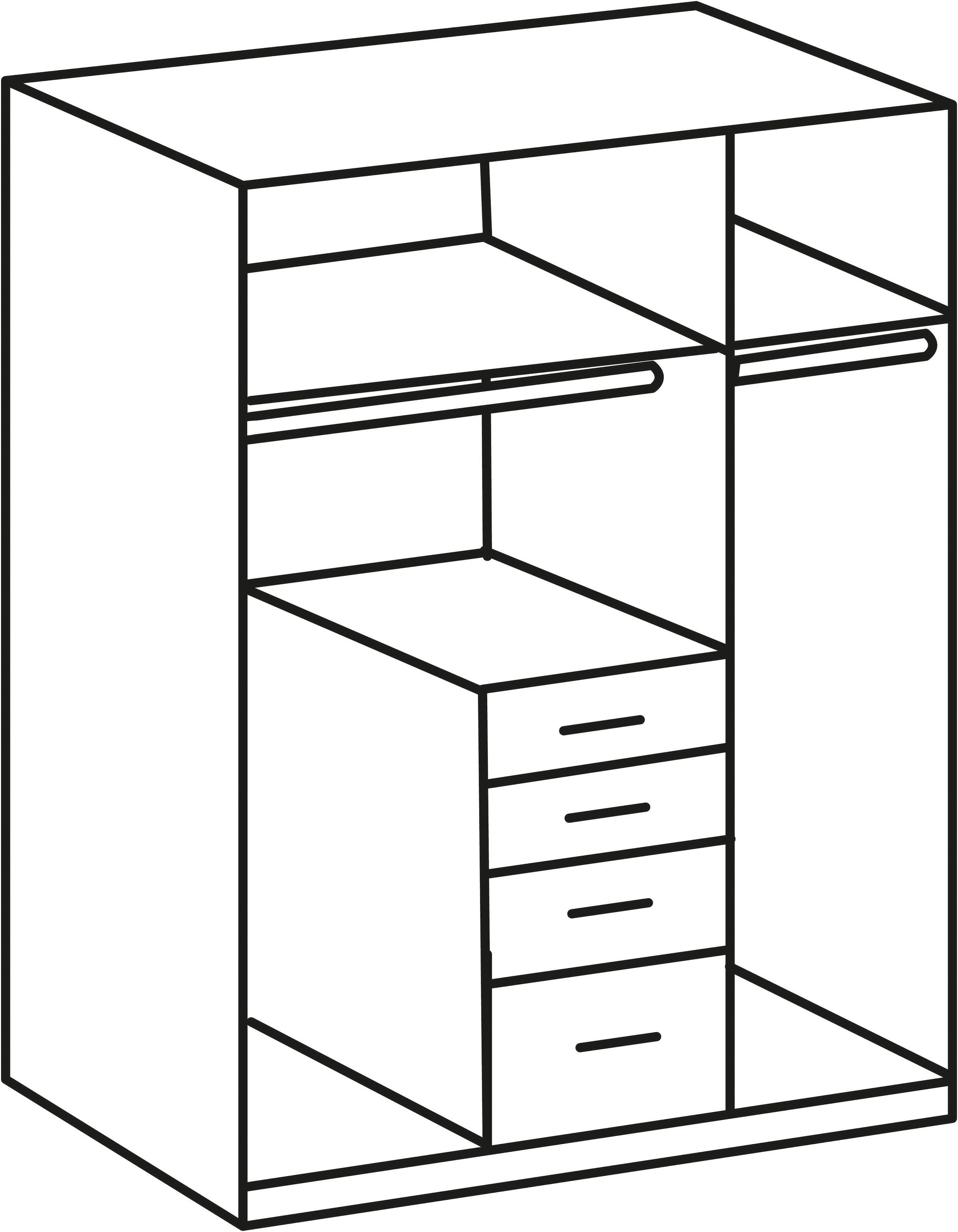 Wimex Kleiderschrank »Cottbus, in weiß oder grau modern kombiniert mit graphitfb.Schubladen«, (in 3 Größen, schwarze Griffe, Made in Germany), mit 4 Schubladen, wahlweise mit oder ohne Spiegel