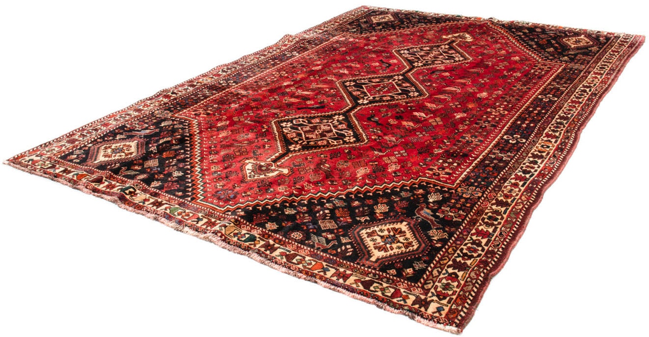 Wollteppich „Shiraz Medaillon Rosso 330 x 228 cm“, rechteckig, Unikat mit Zertifikat Rot 10 mm B/L: 228 cm x 330 cm – 10 mm