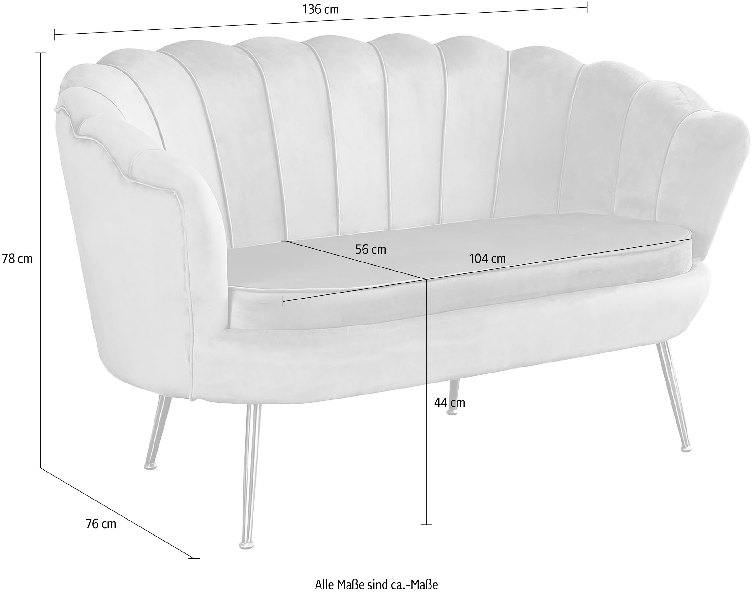 2-Sitzer online 136 cm bestellen extravagantes Muscheldesign, Breite SalesFever »Clam«,