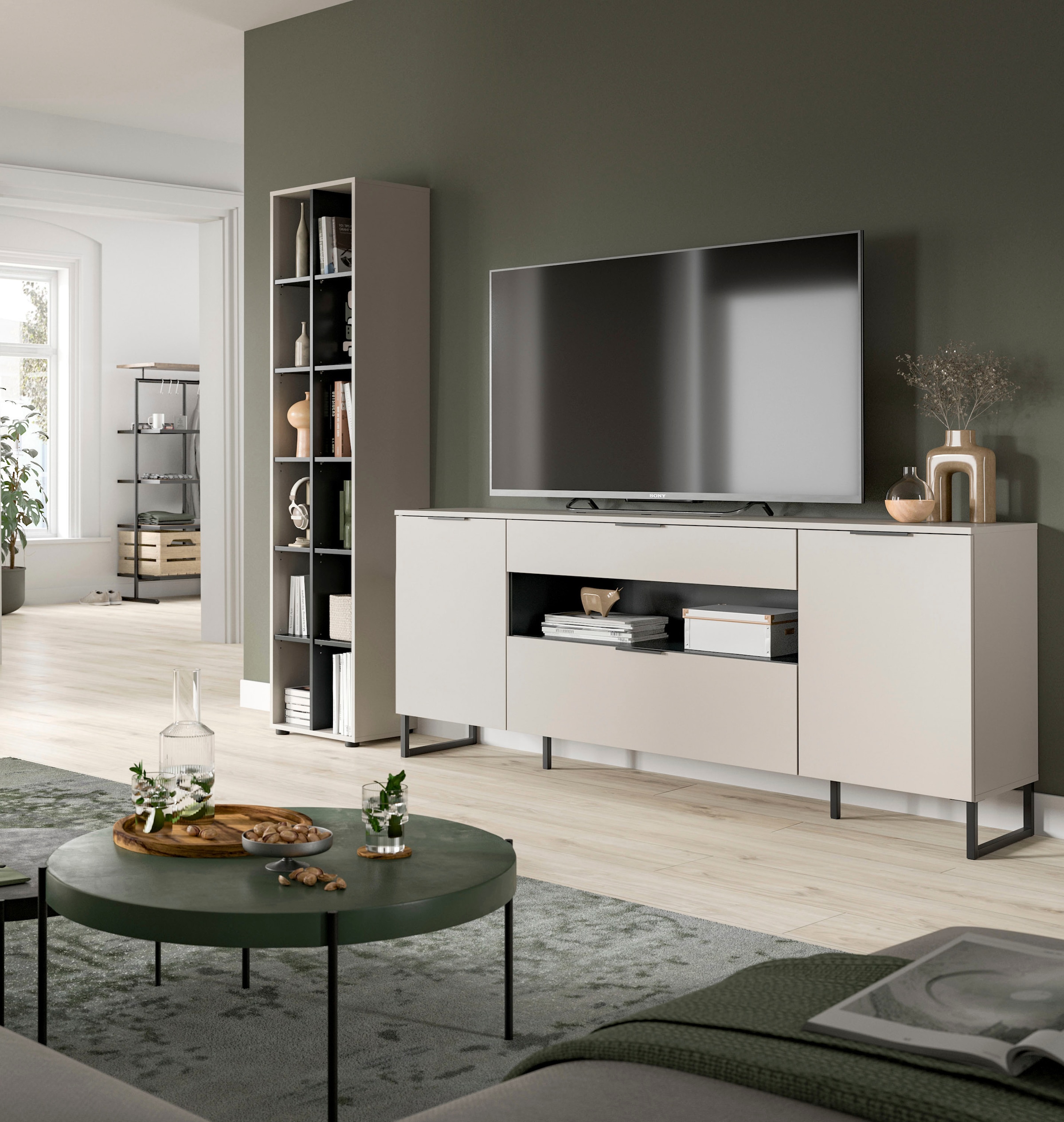 INOSIGN Wohnwand »Adio, Wohnkombination 245 cm Breit«, (Set, 2 St.), Adio, Wohnkombination 2tlg. Kashmir NB, Regal, Sideboard
