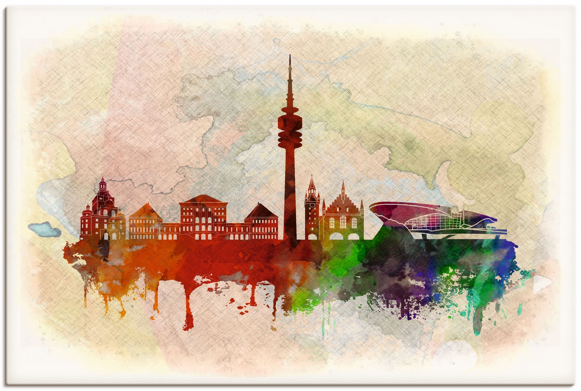 Artland Leinwandbild »München Deutschland Skyline«, Deutschland, (1 St.), a günstig online kaufen