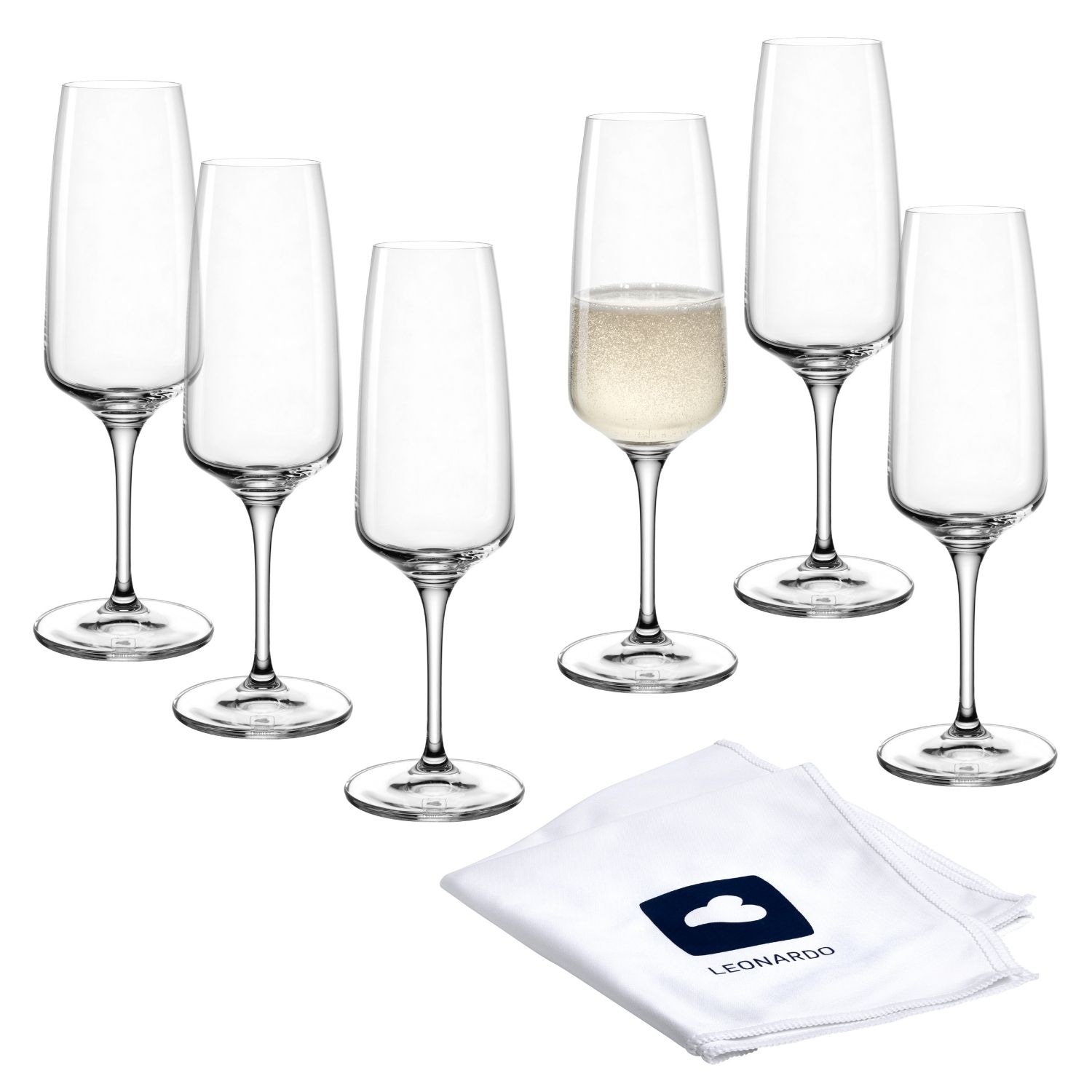 LEONARDO Sektglas »Sektgläser CESTI + Poliertuch«, (Set, 7 tlg.), 6 Sekt-Gl günstig online kaufen