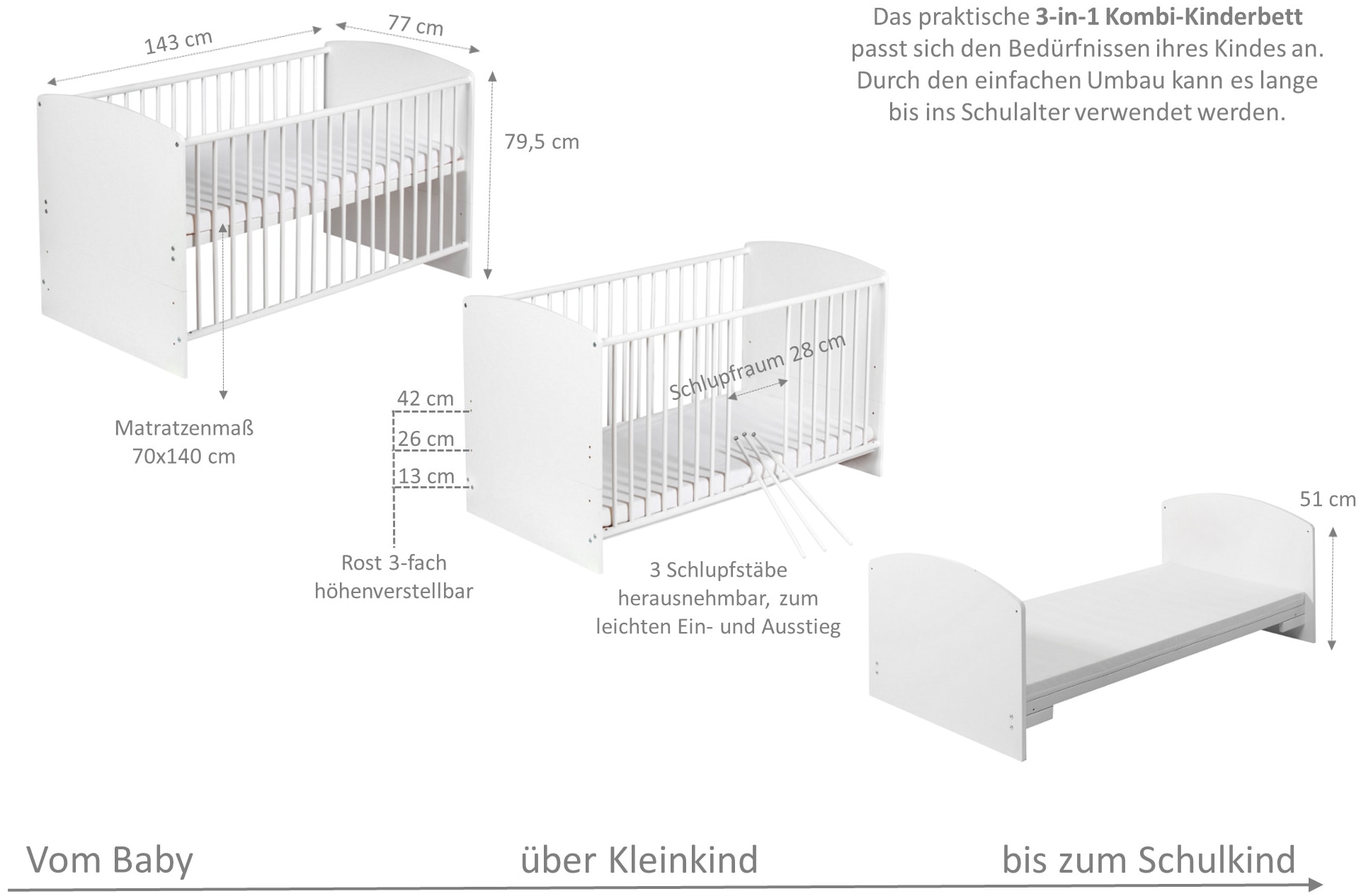 Schardt Babybett »Komplettbett Classic Line«, ink. Schaumstoffmatratze