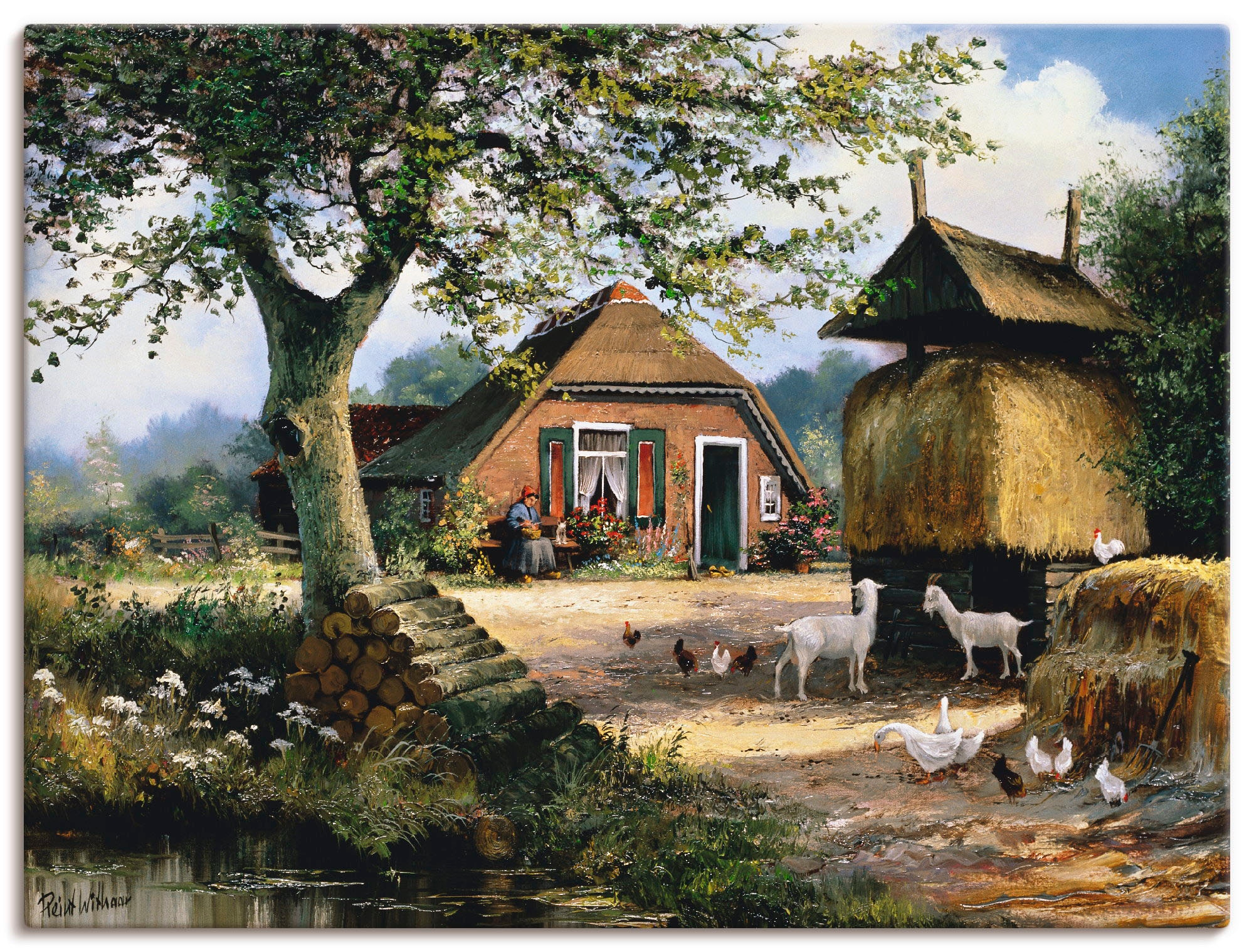 Artland Wandbild "Idyllische Farm mit Hühnern und Ziegen", Garten, (1 St.), günstig online kaufen