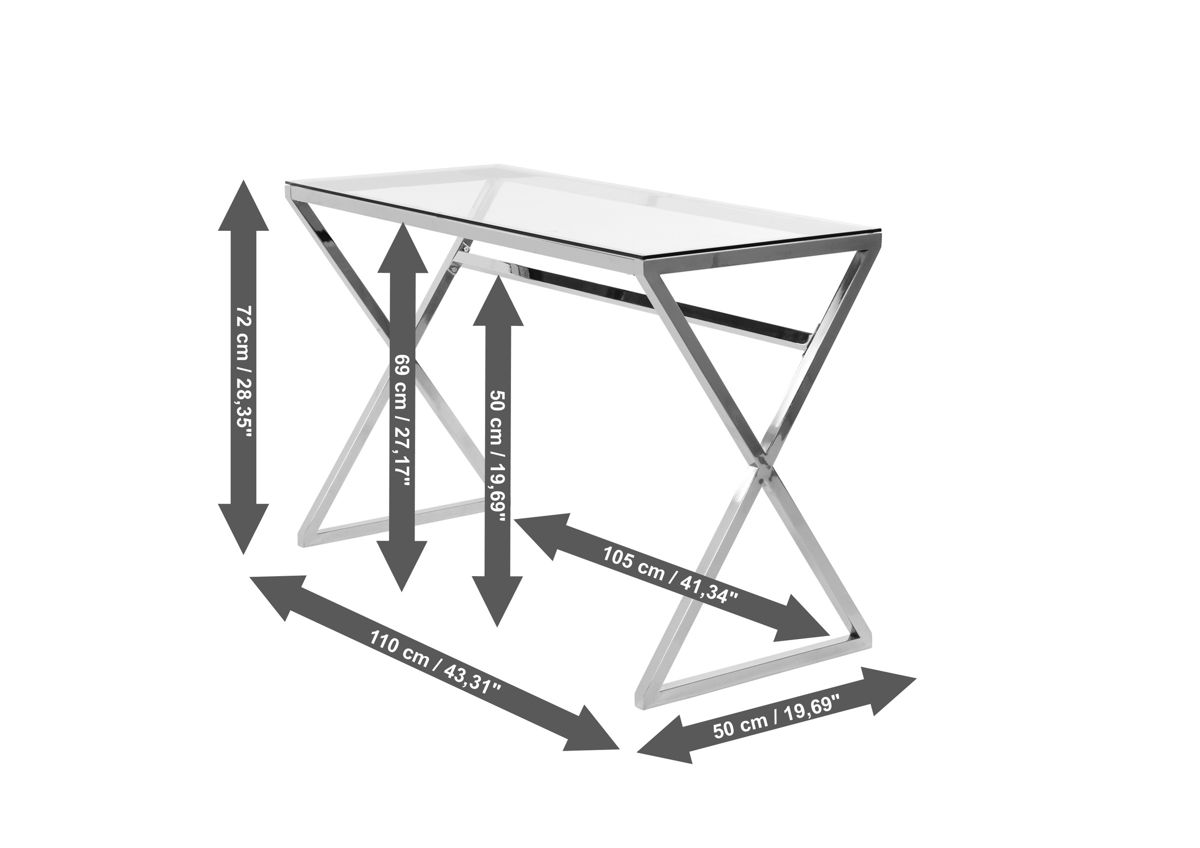 Jahnke Schreibtisch »XTRA«, (1 St.), Schreib-, Schmink-, Konsolentisch, Oberplatte aus ESG-Sicherheitsglas
