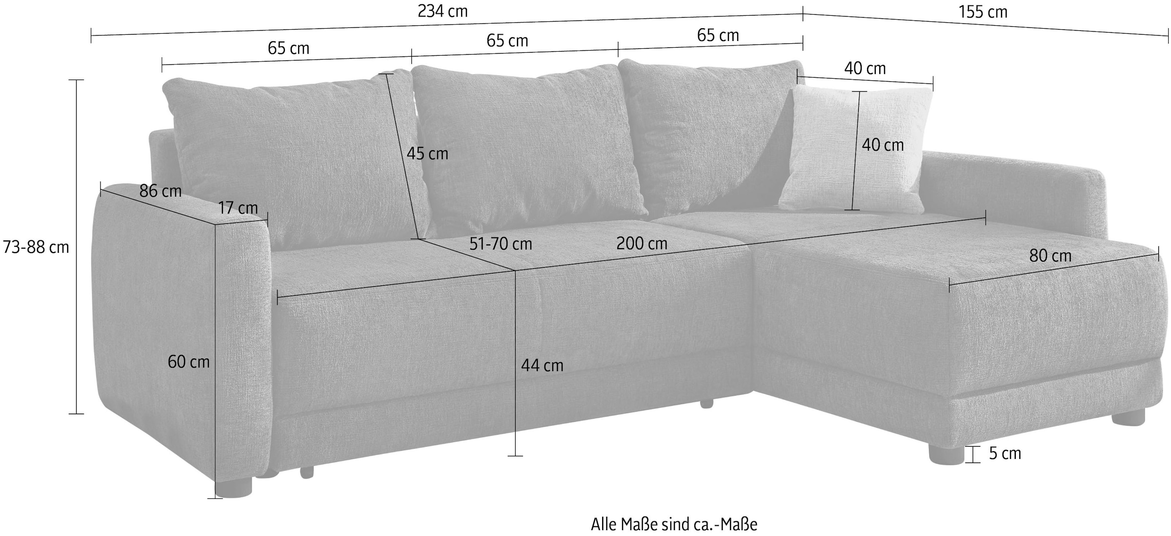 Jockenhöfer Gruppe Ecksofa »Venezia, inklusive Bettfunktion und Bettkasten« Ottomane links oder rechts montierbar, inkl. Rücken- und Zierkissen