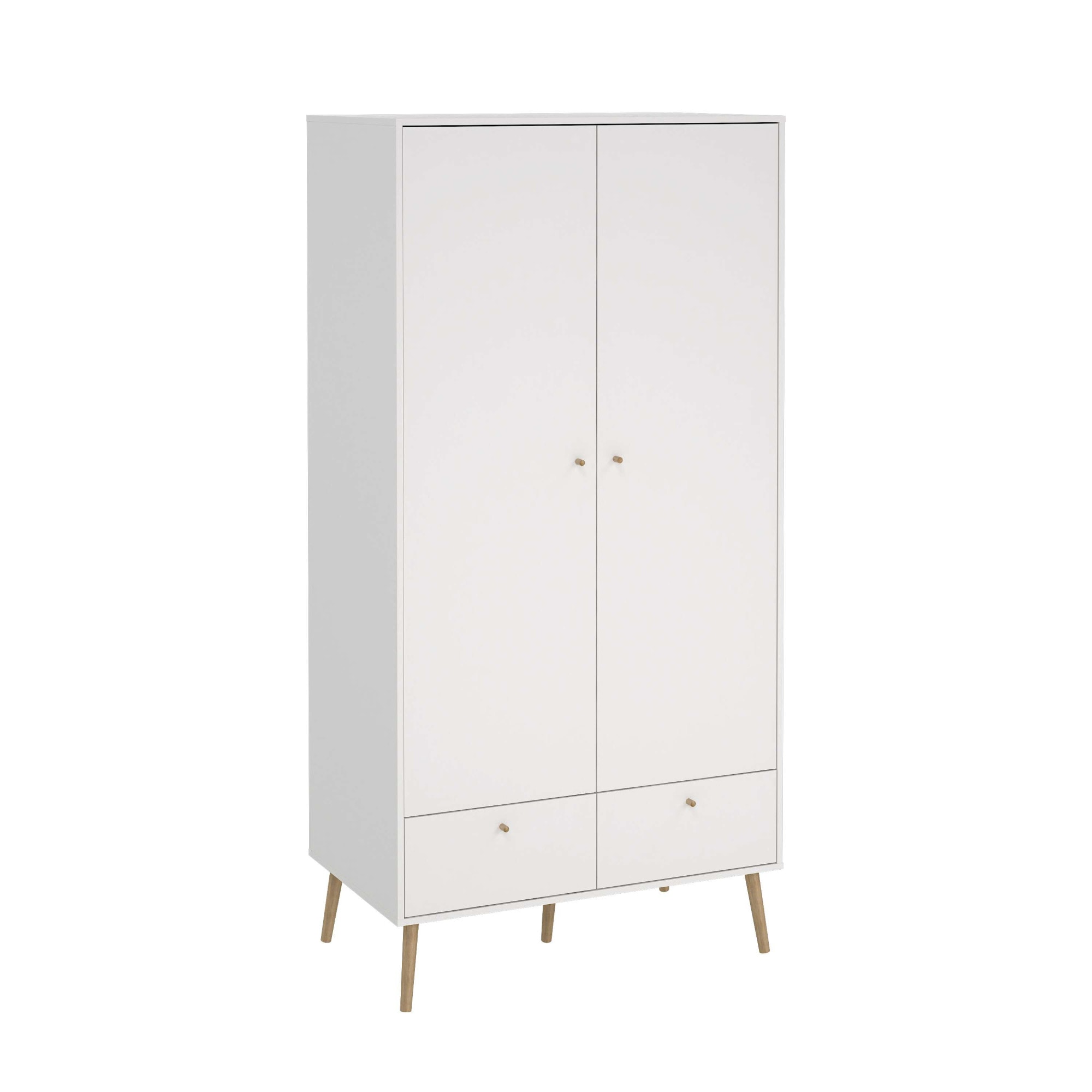 andas Kleiderschrank »Bodo, Drehtürenschrank, Aufbewahrung Kasten Schrank Stauraum«, 2 Türen, 2 Schubladen, Beine und Griffe Massivholz, Breite 99 cm