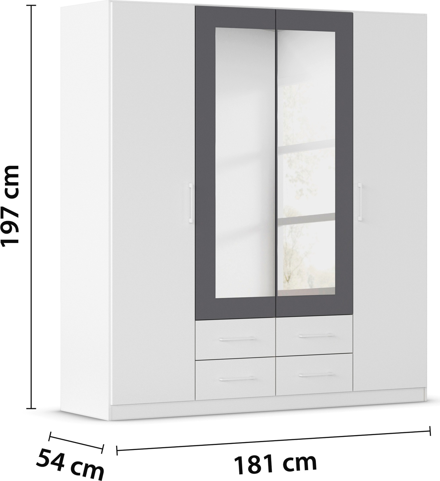 rauch Drehtürenschrank »Kleiderschrank Schrank Garderobe KREFELD optional mit Spiegel«, mit 3 Griff-Varianten, inkl. praktischen Schubladen MADE IN GERMANY