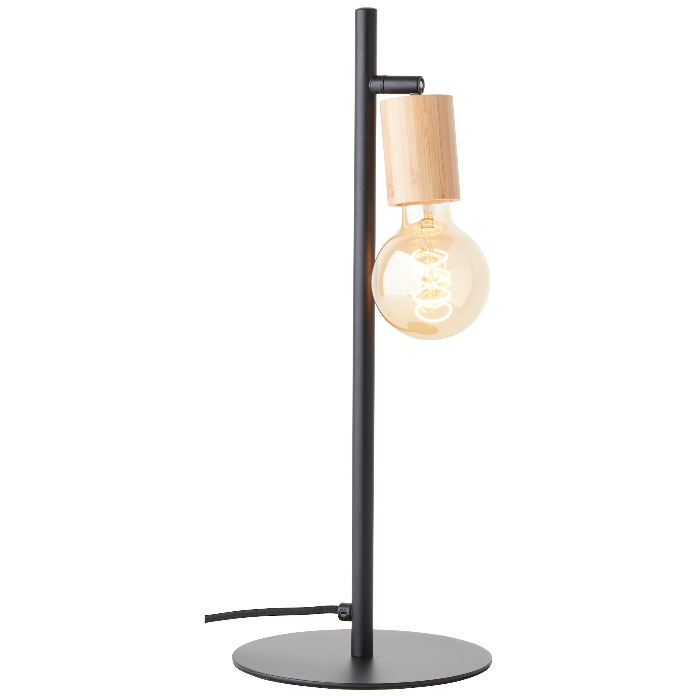 Brilliant Tischleuchte »Tiffany«, 1 flammig, Leuchtmittel E27 | ohne Leuchtmittel, Höhe 45 cm, E27, Metall/Bambus, schwarz matt/natur