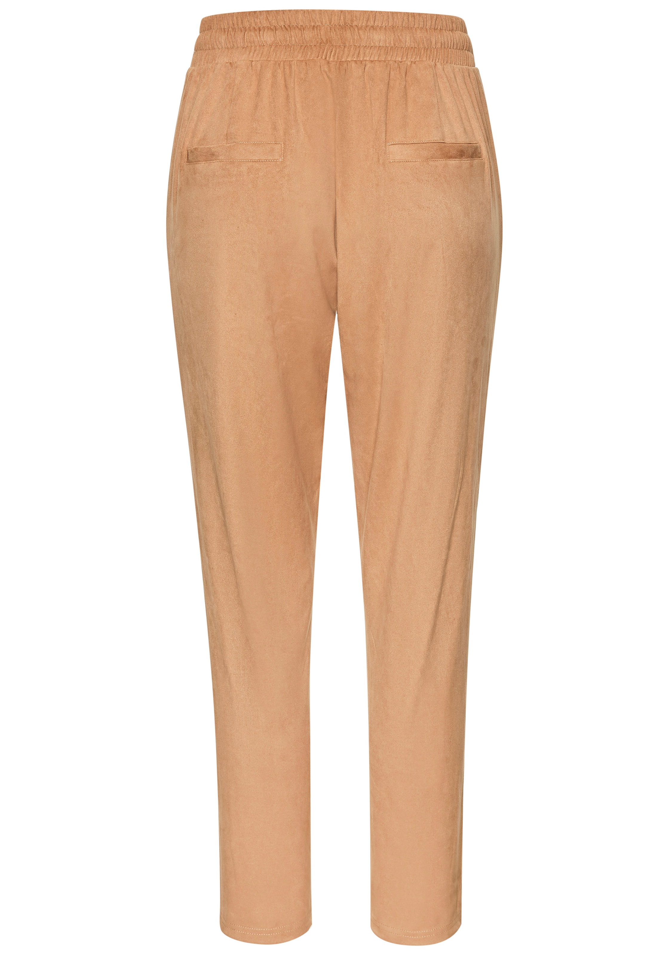 LASCANA Schlupfhose  aus Velourlederimitat mit Taschen, bequeme Stoffhose, Gummizugbund