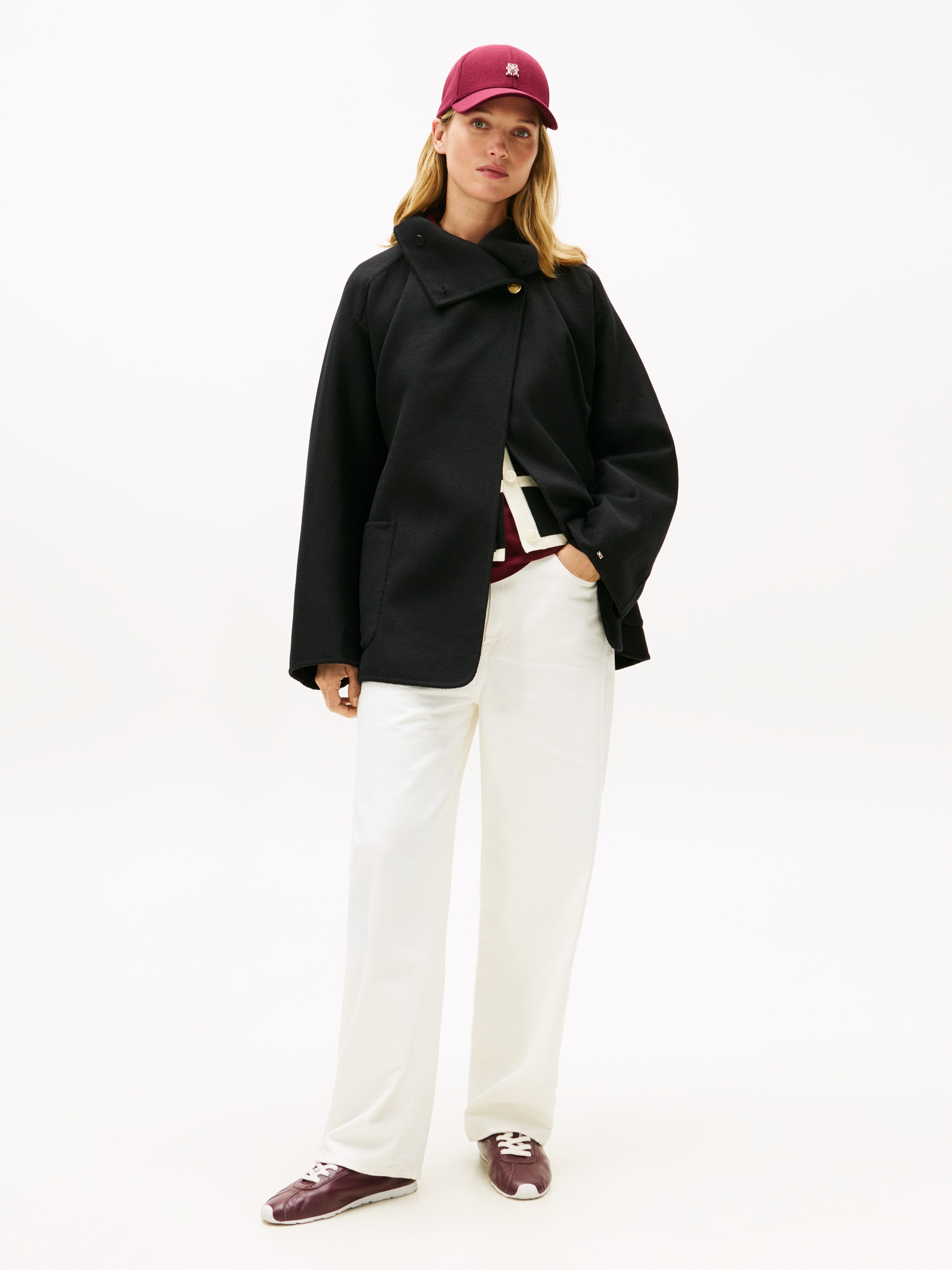 Tommy Hilfiger Kurzmantel »DF WOOL GB FUNNEL NK COAT« mit Wolle