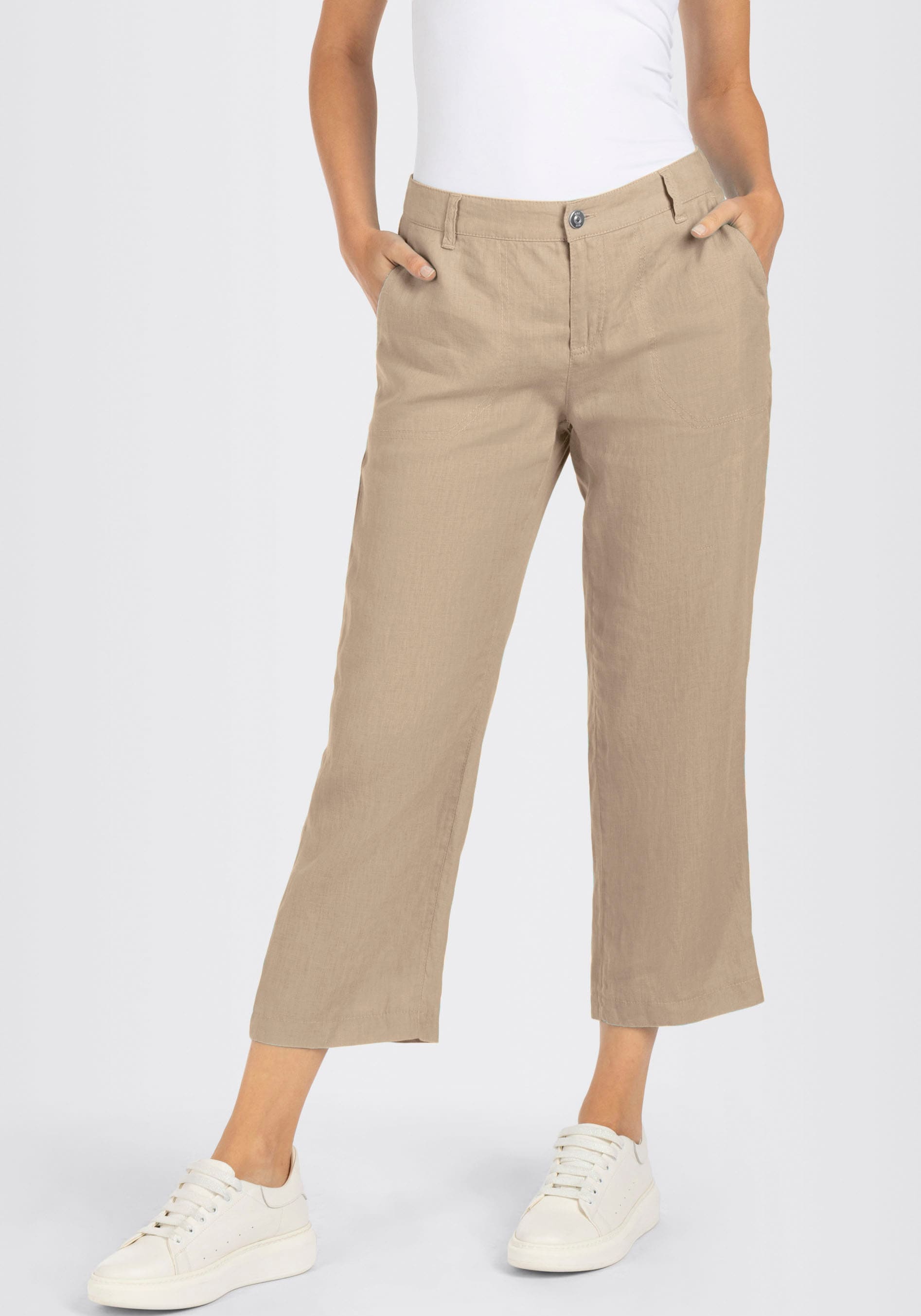 MAC Leinenhose »NORA cropped«  Sommerhose temperaturausgleichend und angenehm auf der Haut