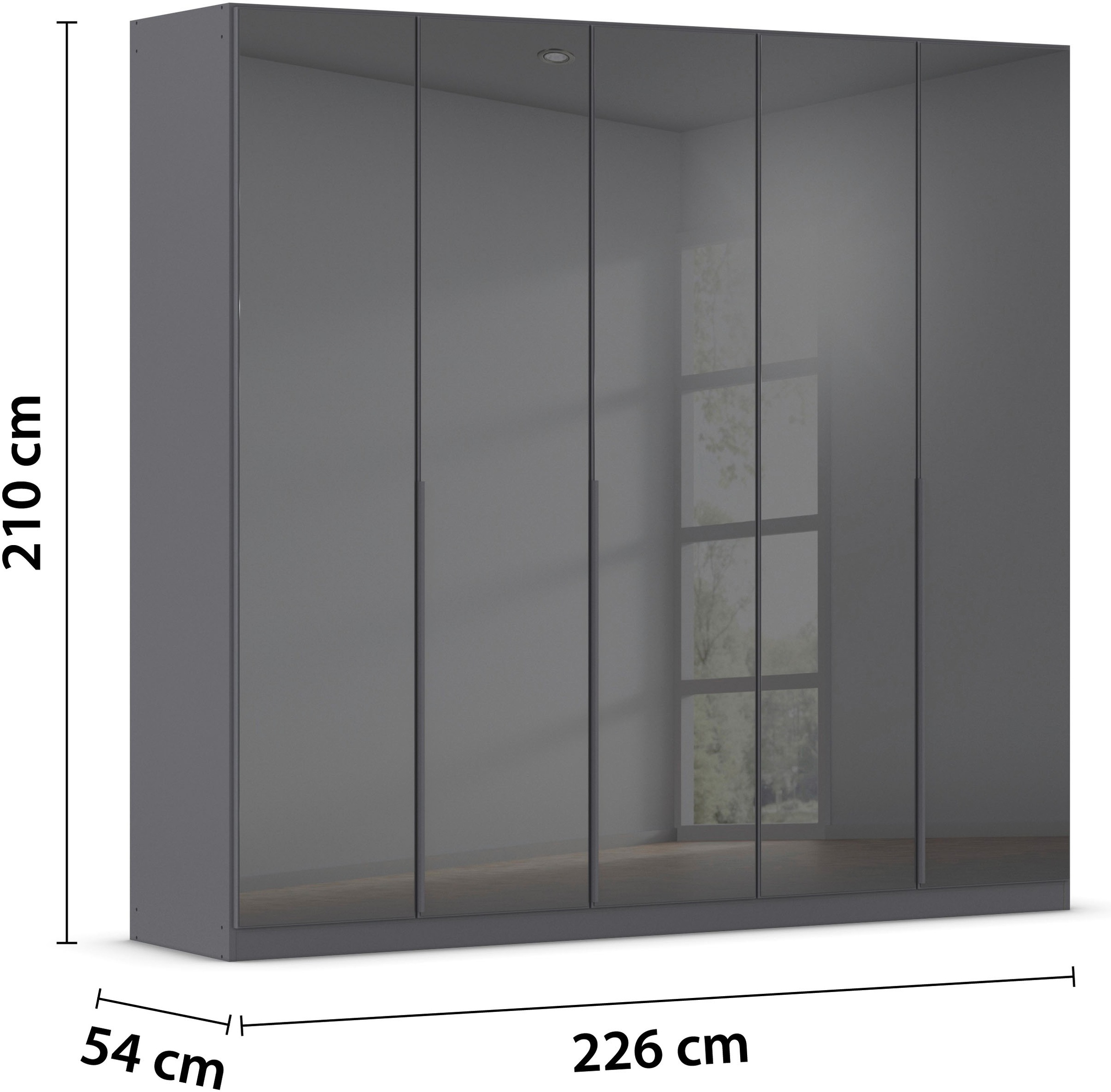 rauch Drehtürenschrank »Kleiderschrank Kleiderschränke Schrank Garderobe AGORDO mit Glasfront«, (in zwei Griff-Farben), durchdachte Innenausstattung, in 6 Breiten und 2 Höhen MADE IN GERMANY