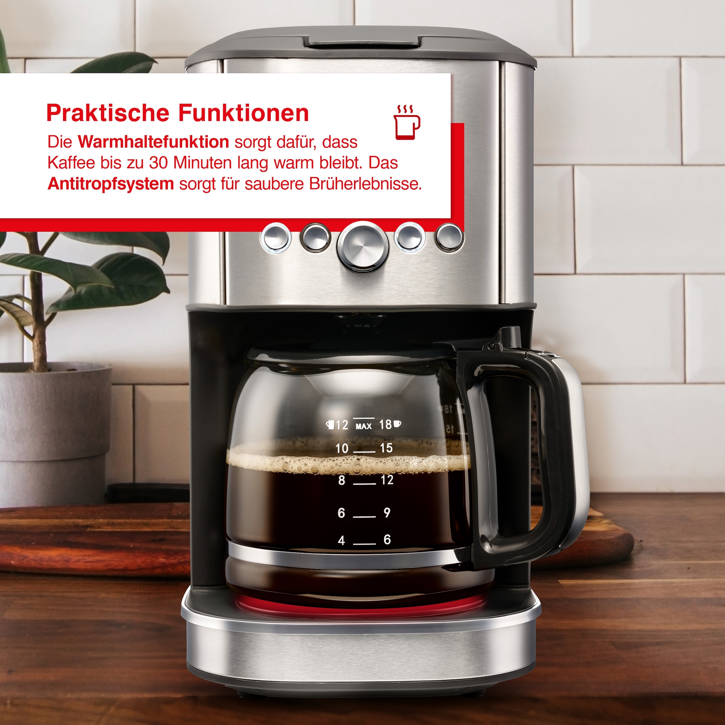 SOLIS OF SWITZERLAND Filterkaffeemaschine »Aroma Brewer (Typ 1021)«, 1,8 l Kaffeekanne, Papierfilter, mit Warmhaltefunktion