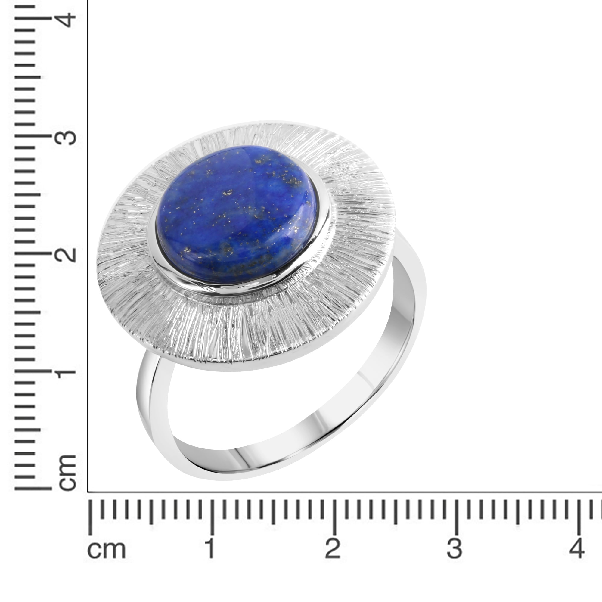 Zeeme Fingerring »Silber 925 rhodiniert glanz/matt mit echtem Lapis 10mm«