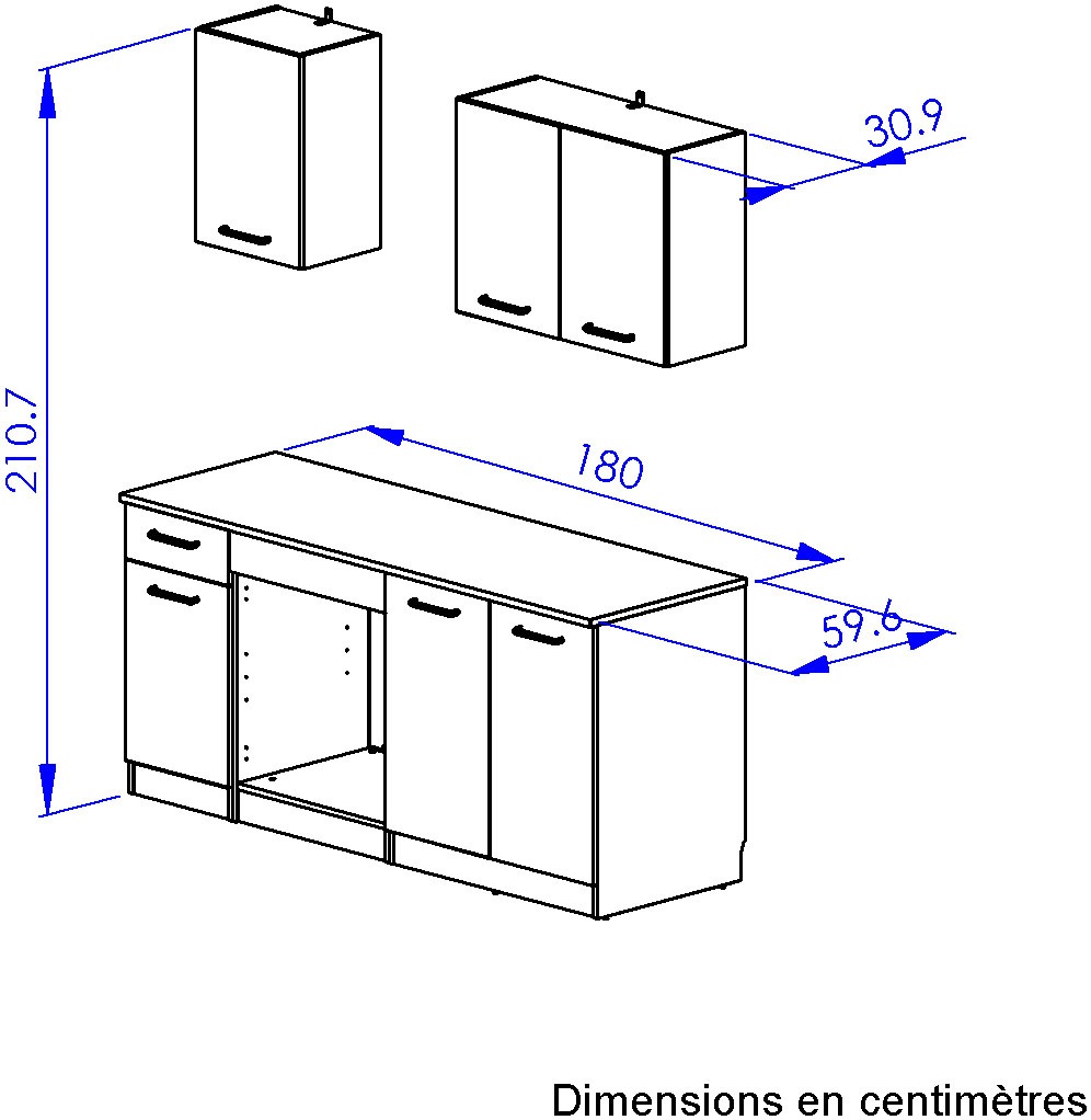 Gami Küchenzeile »Set A B180 ALPAGA« Set,  Ein sehr funktionales Küchenensemble