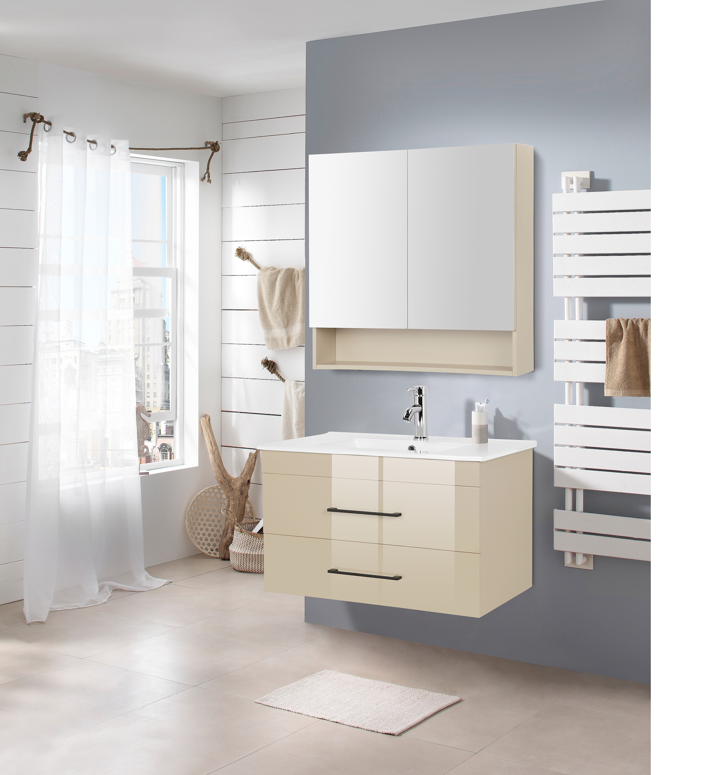 welltime Waschtisch »Florenz Badmöbel Badschrank mit Waschbecken«, Waschpla günstig online kaufen