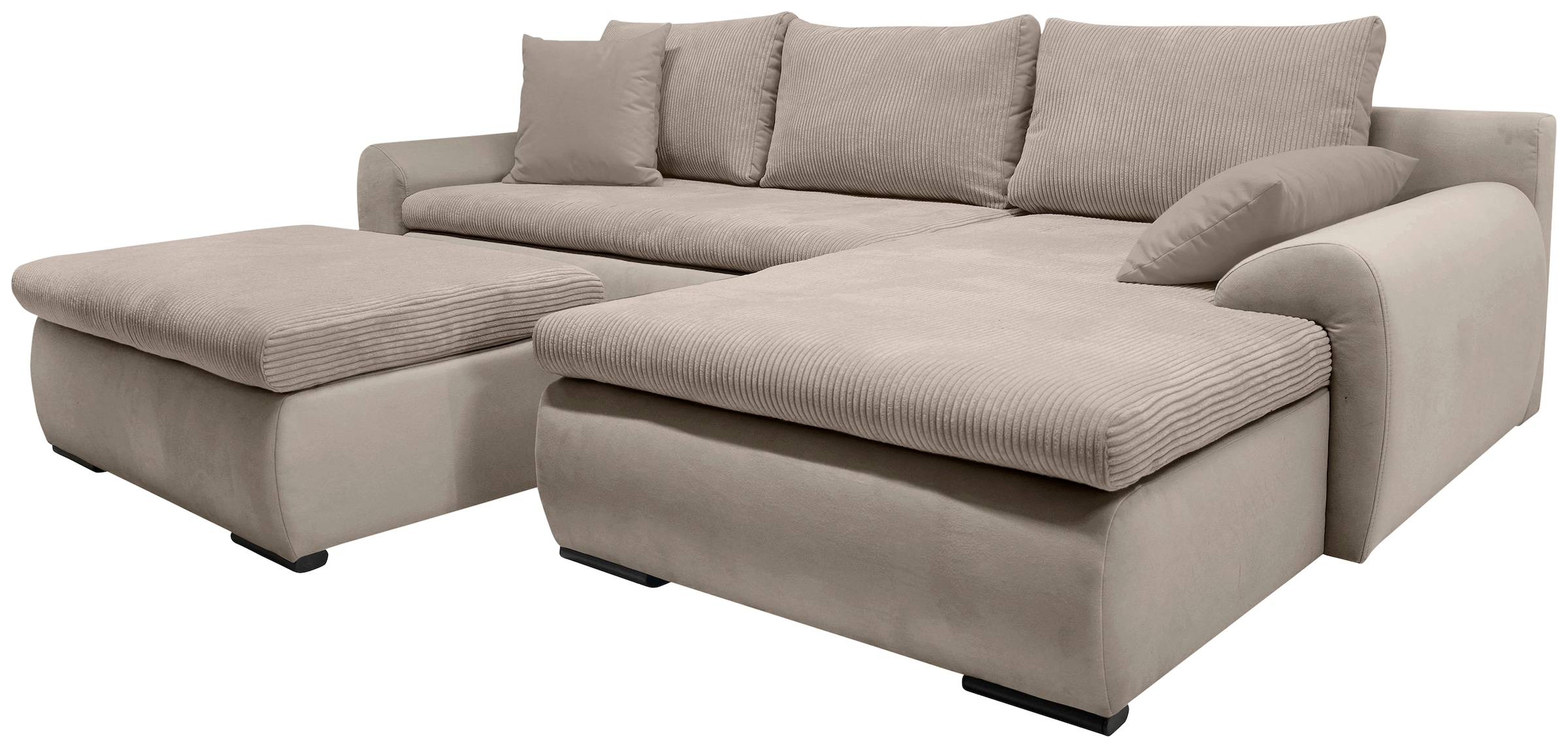 Home affaire Ecksofa »Win L-Form«, optional mit Schlaffunktion und Bettkasten, taupe, Cord