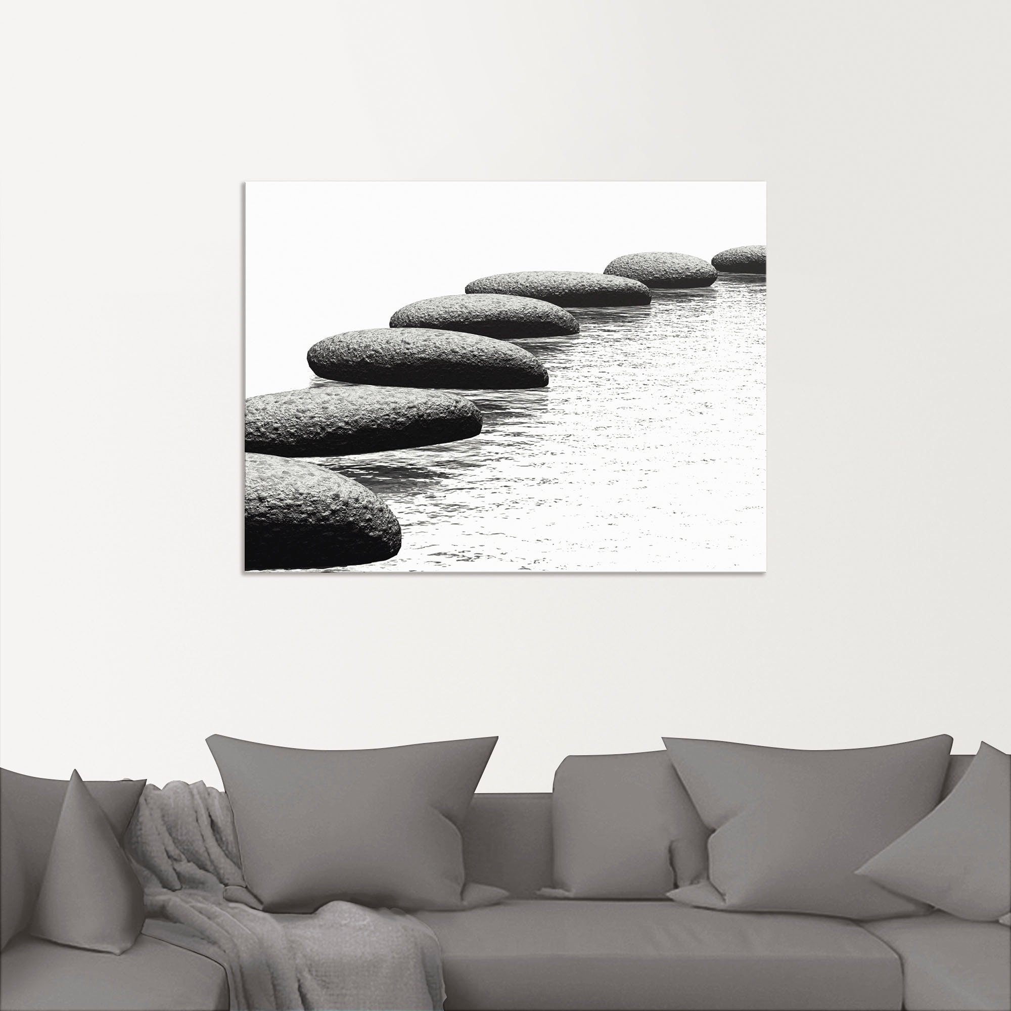 Artland Wandbild »Ein Kiesel auf einem Hintergrund«, Gewässer, (1 St.), als Alubild, Outdoorbild, Leinwandbild, Wandaufkleber, versch. Größen