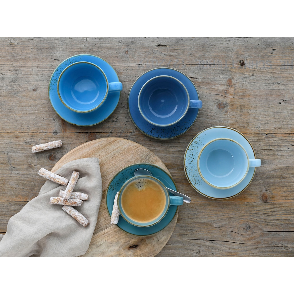 CreaTable Cappuccinotasse »Kaffeetasse NATURE COLLECTION Aqua«, (Set, 8 tlg.)