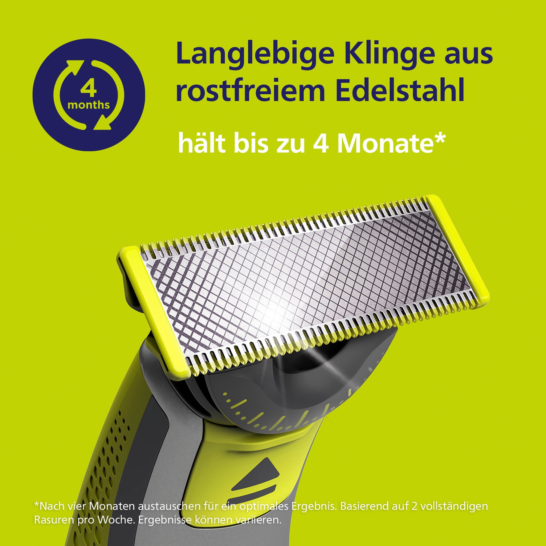 Philips Ersatzscherteil »OneBlade 360«, (2 St.), 360-Grad-Klingen, nass und trocken einsetzbar, hält bis zu 4 Monate