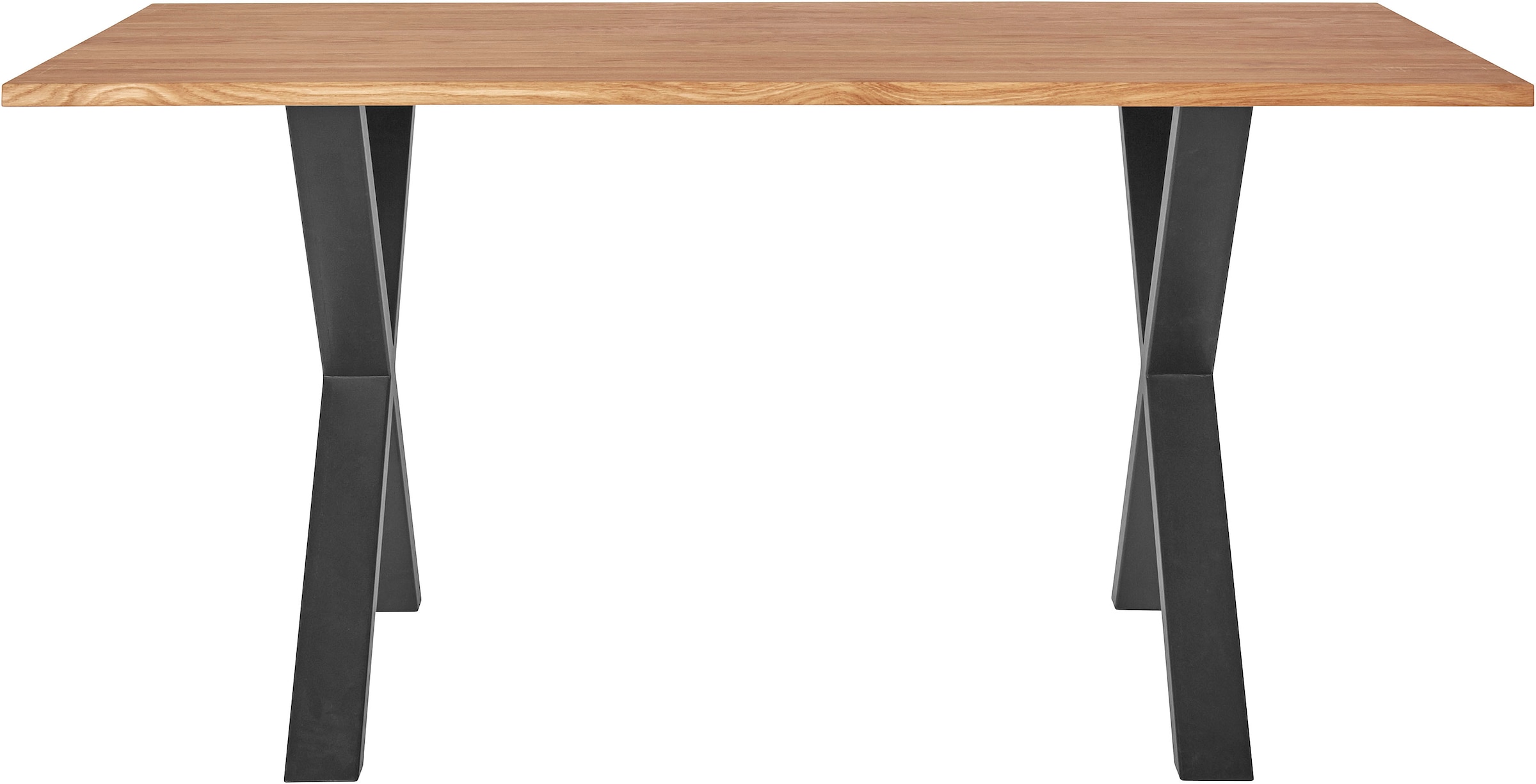 andas Esstisch, Tischplatte aus massiver Eiche, FSC®- Massivholz, Gestell aus Metall