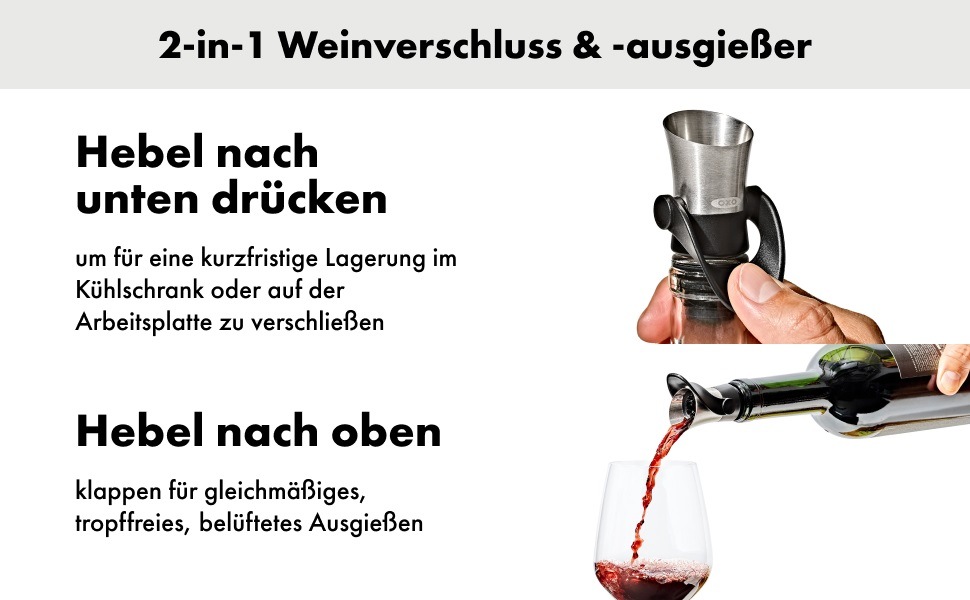 OXO SteeL Flaschenausgießer »Weinverschluss und Ausgießer aus Stahl«