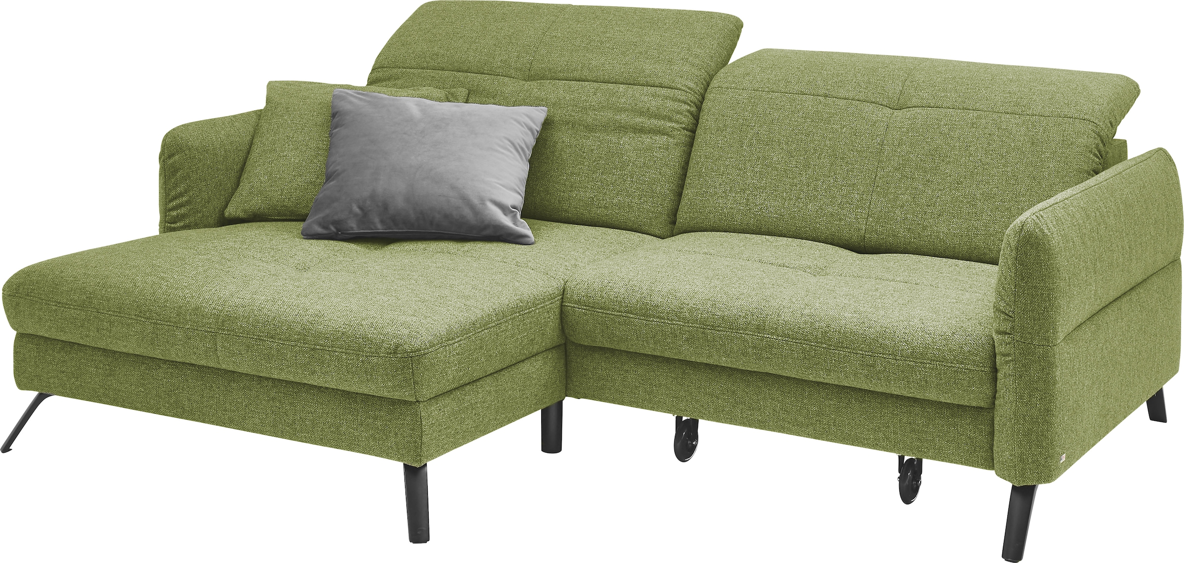 set one by Musterring Ecksofa »SO 4400 V«, wahlweise mit motorischer Bettfunktion & Kopfverstellung, Fuß schwarz