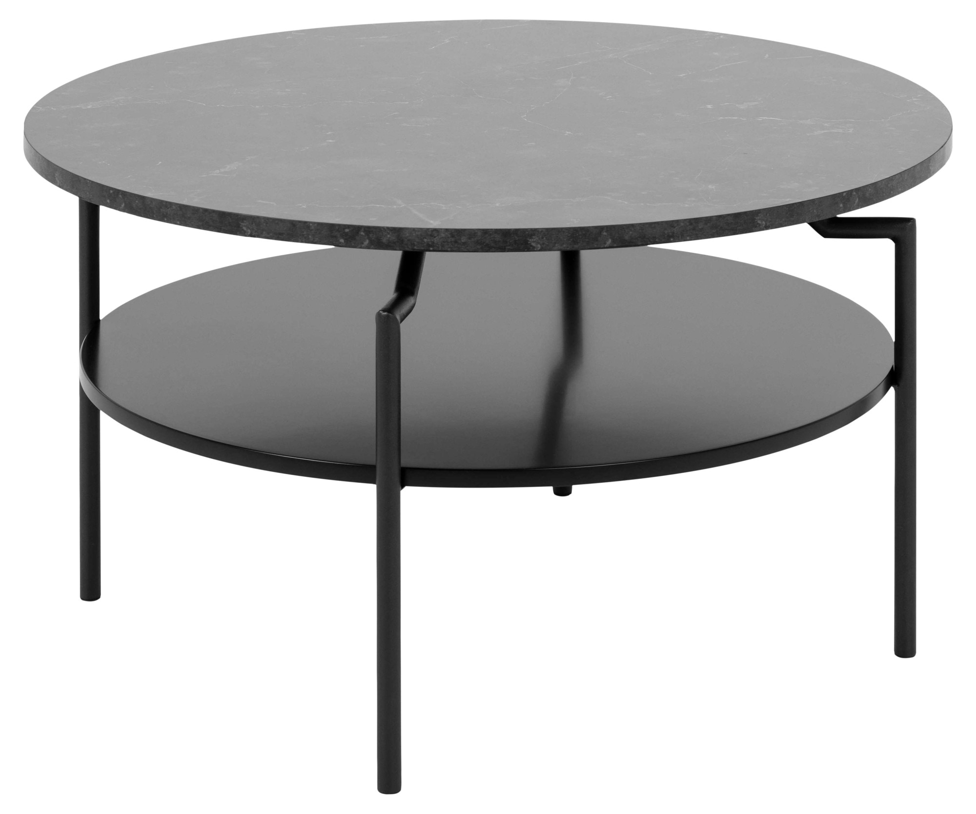 ACTONA GROUP Couchtisch »Goldington Beistelltisch, Kaffetisch«, Sofatisch, rund, dekorativem Rahmen, 1 Ablage, T: 80 cm