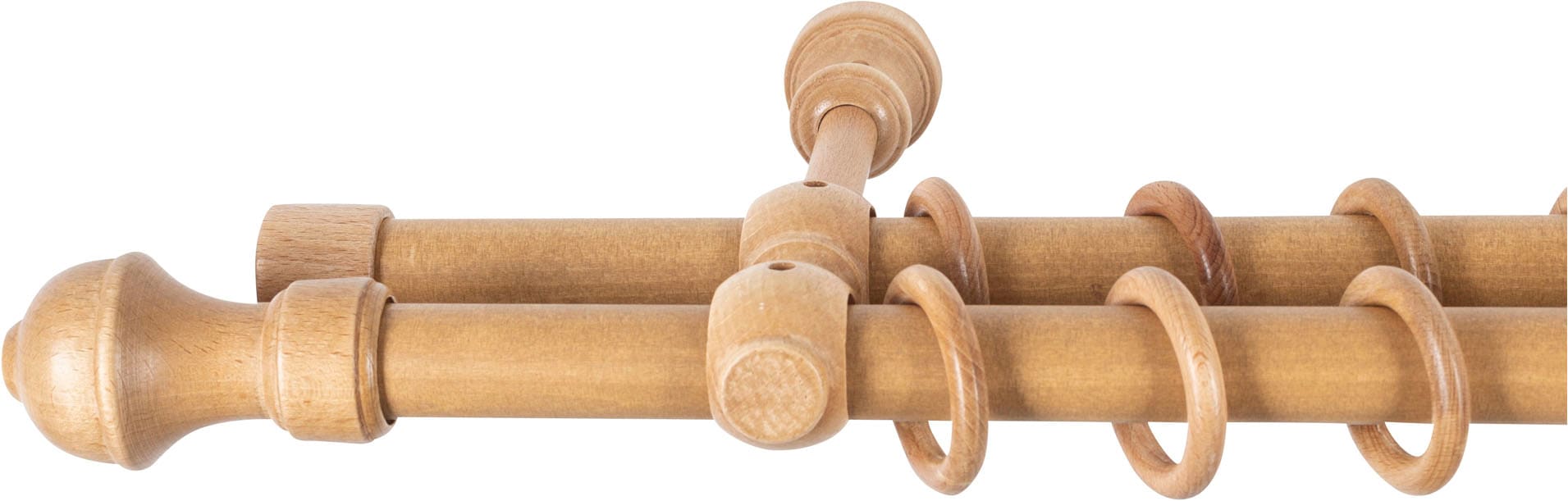 SN DECO GROUP Gardinenstange »Ares« 2 läufig-läufig Fixmaß 28 mm, Holz, verschiedene Längen und Farben, Komplettset