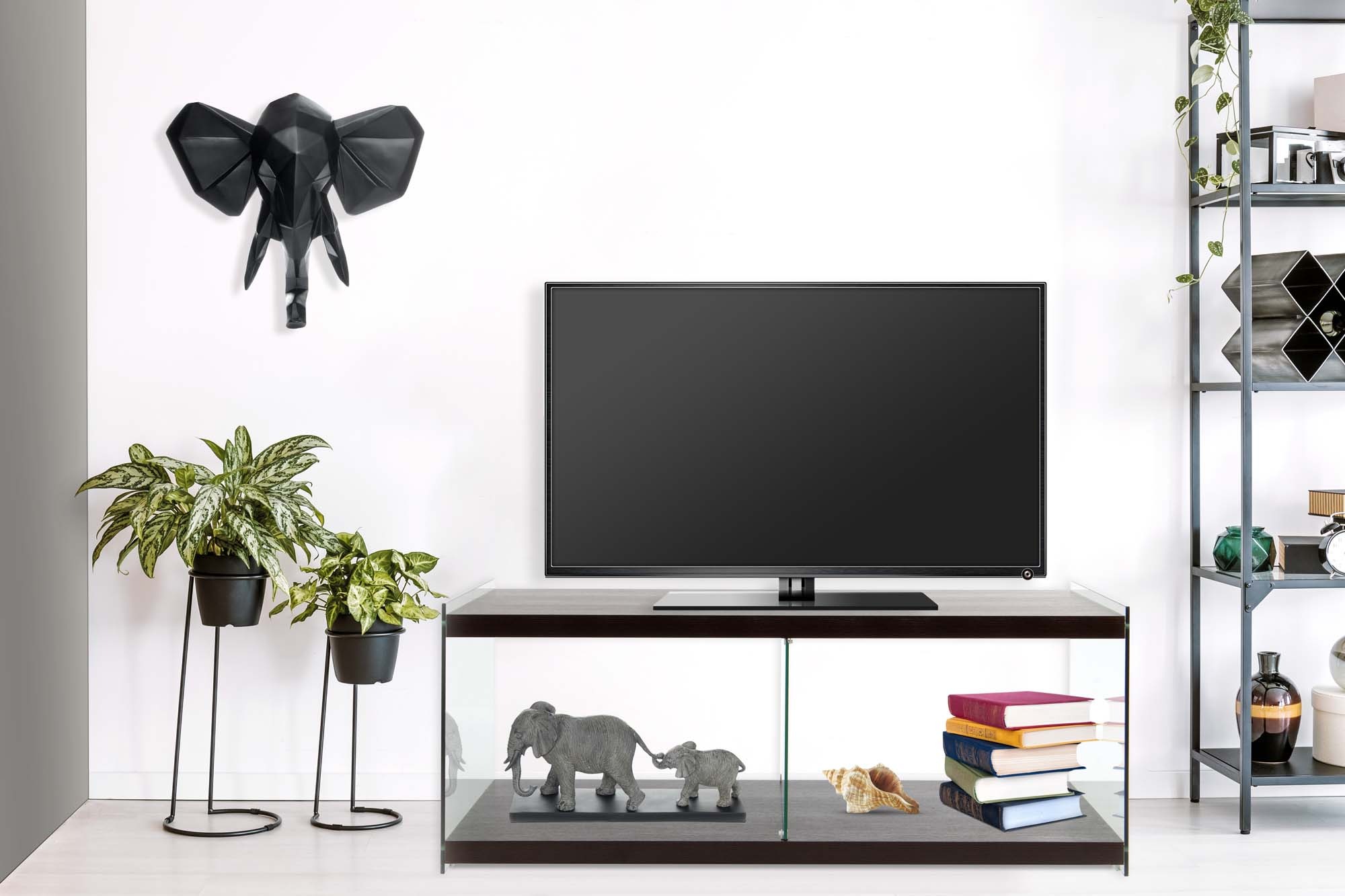 Kayoom TV-Schrank »TV-Tisch Elementary, eckige Form, viel Ablagefläche« 1 Stk. tlg. TV-Tisch, gehärtetes Glas, pflegeleicht