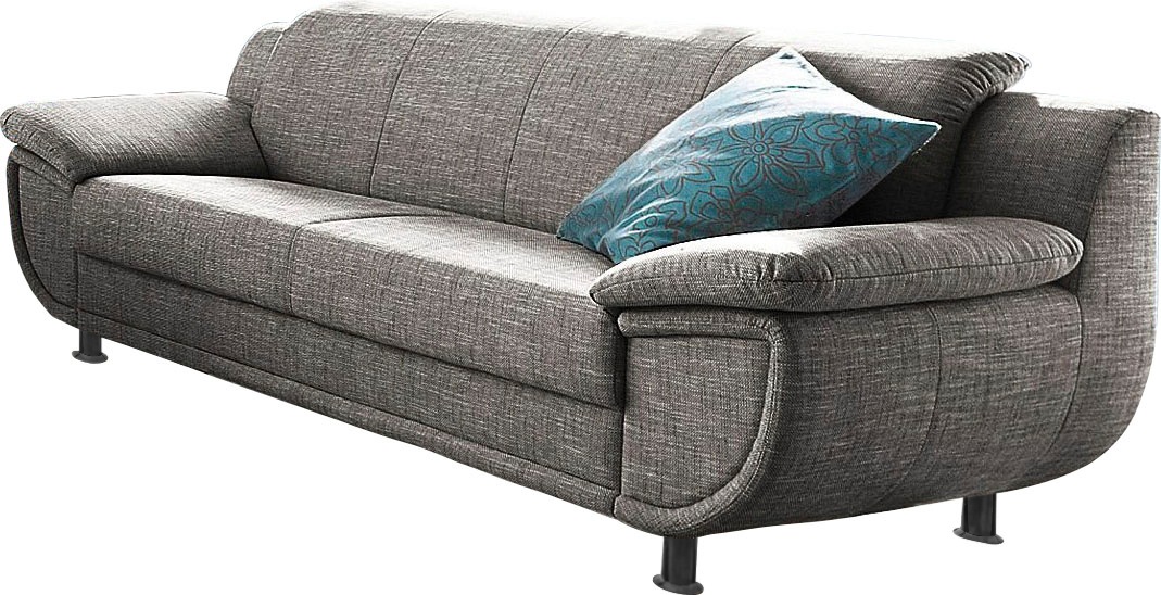 TRENDMANUFAKTUR 3-Sitzer »Rondo, Breite 207 cm, breite Armlehnen, Füße schwarz«, Big-Sofa wahlweise mit Federkern, in verschiedenen Bezügen bestellbar