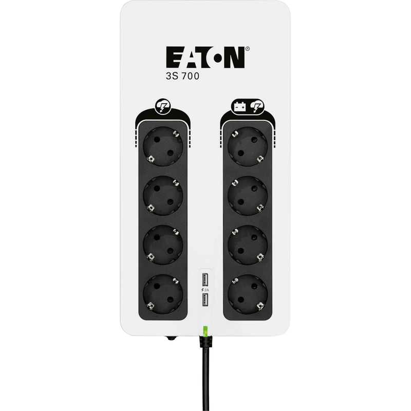 EATON Steckdosenleiste »3S 700 DIN« 8-fach ( ) weiß/schwarz Lüfterlos, geräuschlos (ausgenommen Alarmton)