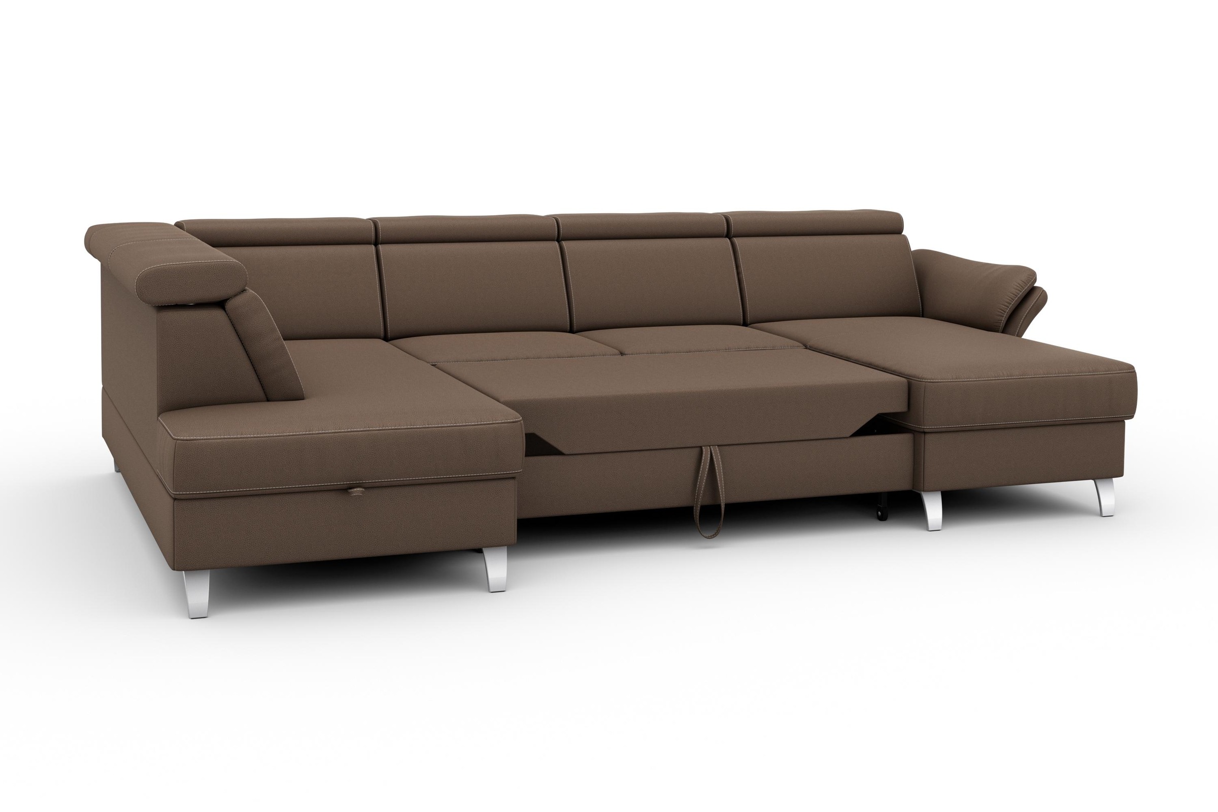 sit&more Wohnlandschaft »Vincenzo U-Form«, inklusive Kopfteilverstellung, wahlweise mit Bettfunktion, Bettkasten