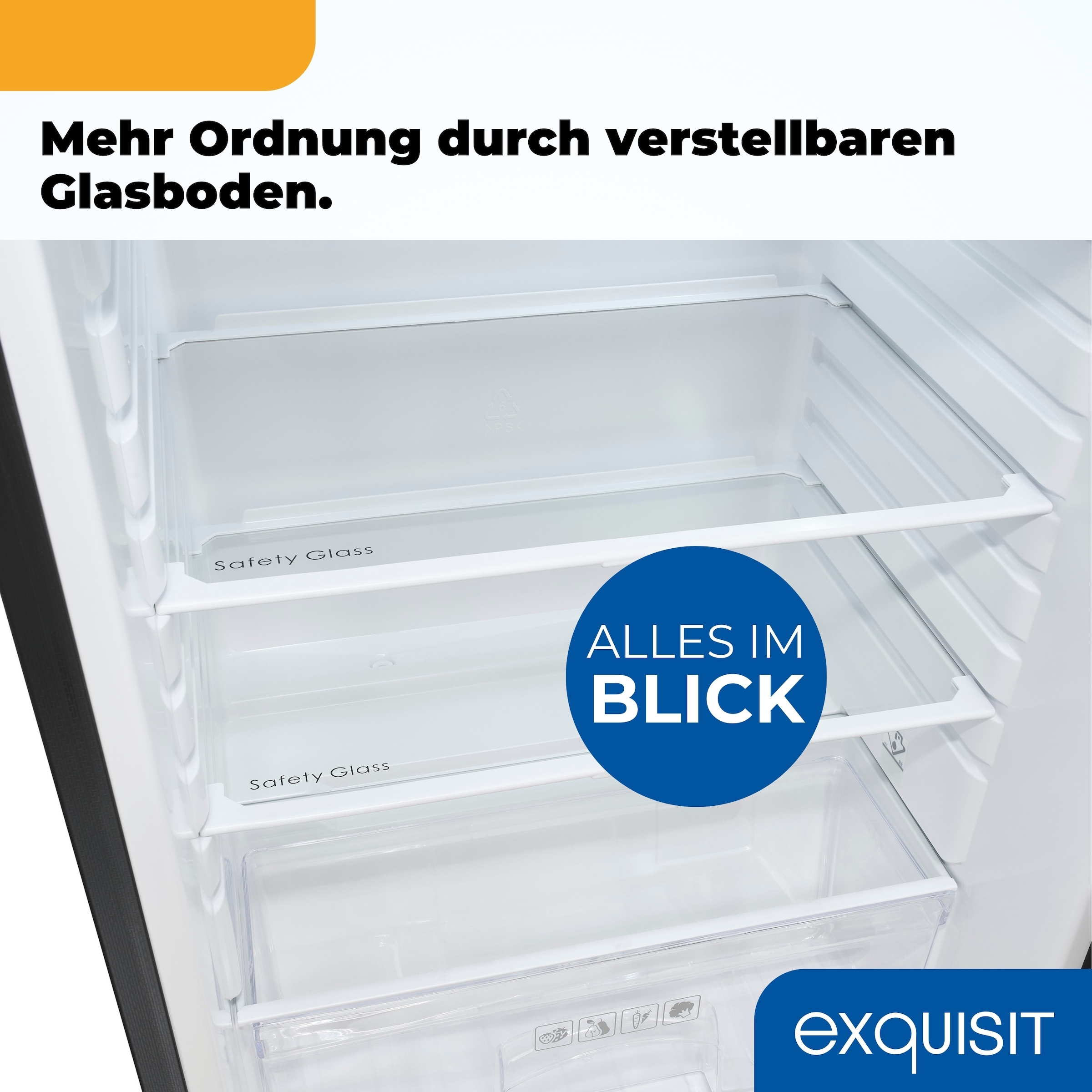 exquisit Kühlschrank »KS16-V-H-040E inoxlook-az« 85,5 cm hoch 55 cm breit Kompakt & flexibel – ideal für Küche, Büro & Ferienwohnung