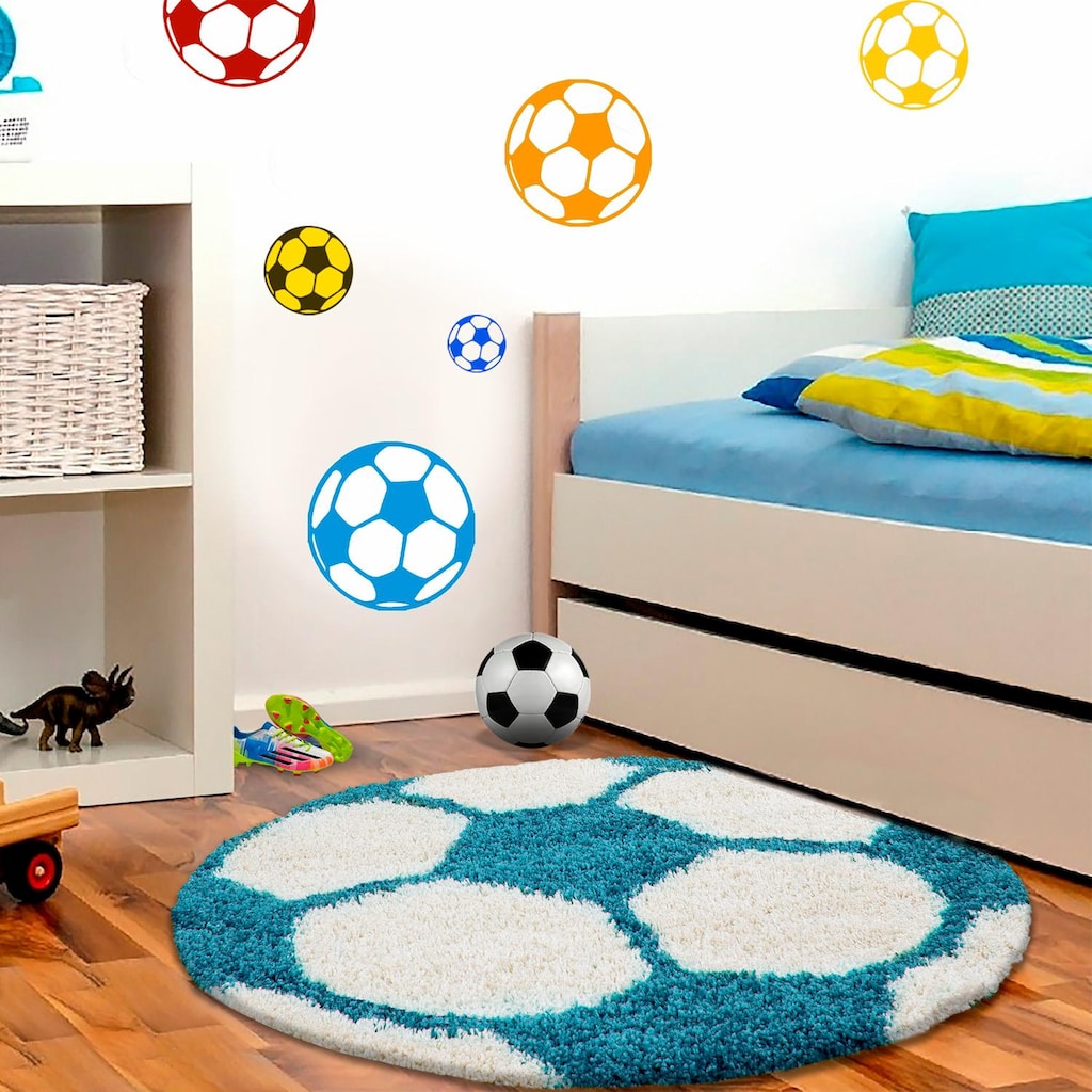 Ayyildiz Teppiche Kinderteppich »Fun 6001«, rund, 30 mm Höhe, Fußball Design