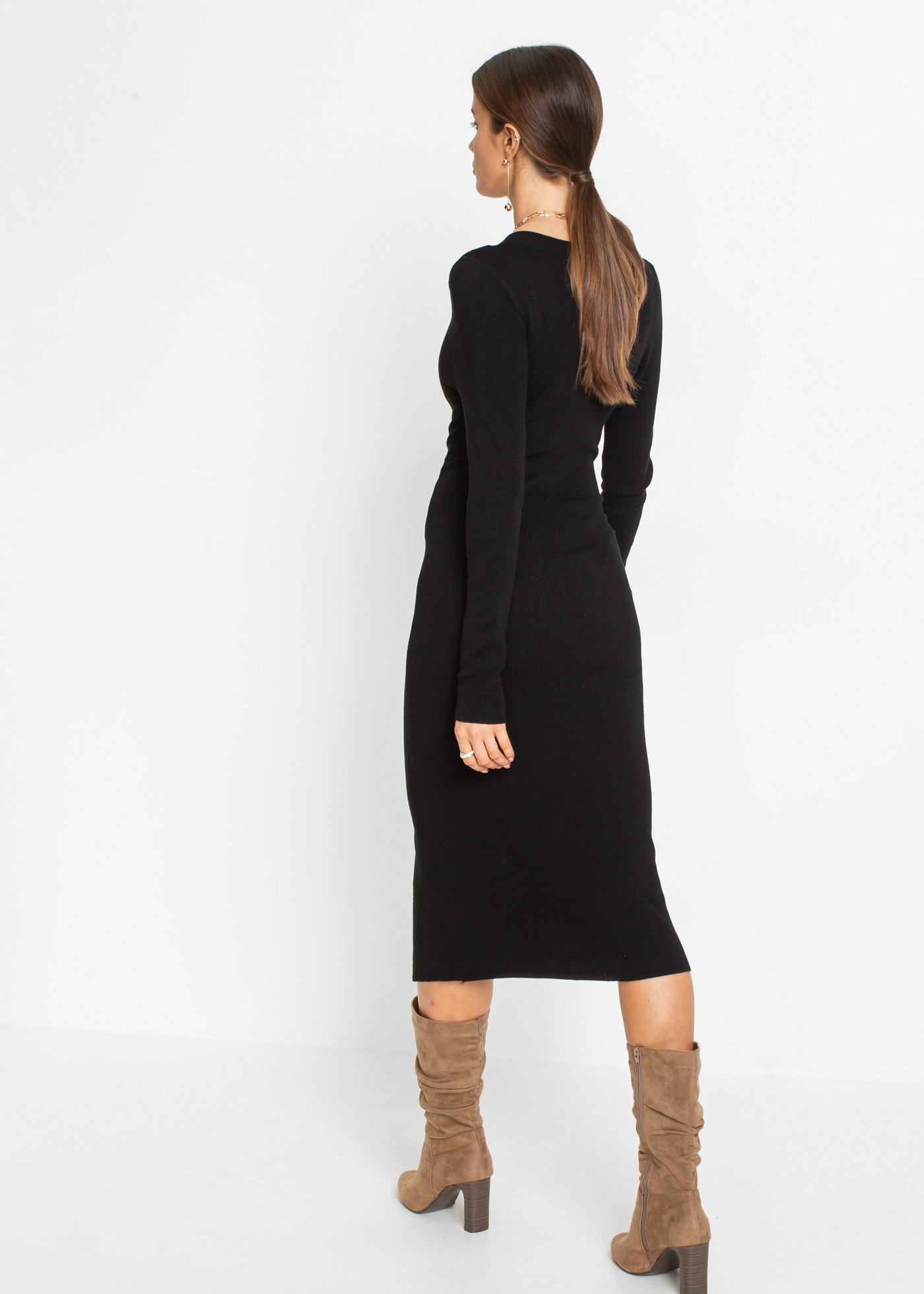 bonprix Strickkleid »Strickkleid aus Viskose-Mix« für eleganten Look, aus Viskose-Mix, figurbetonte Passform