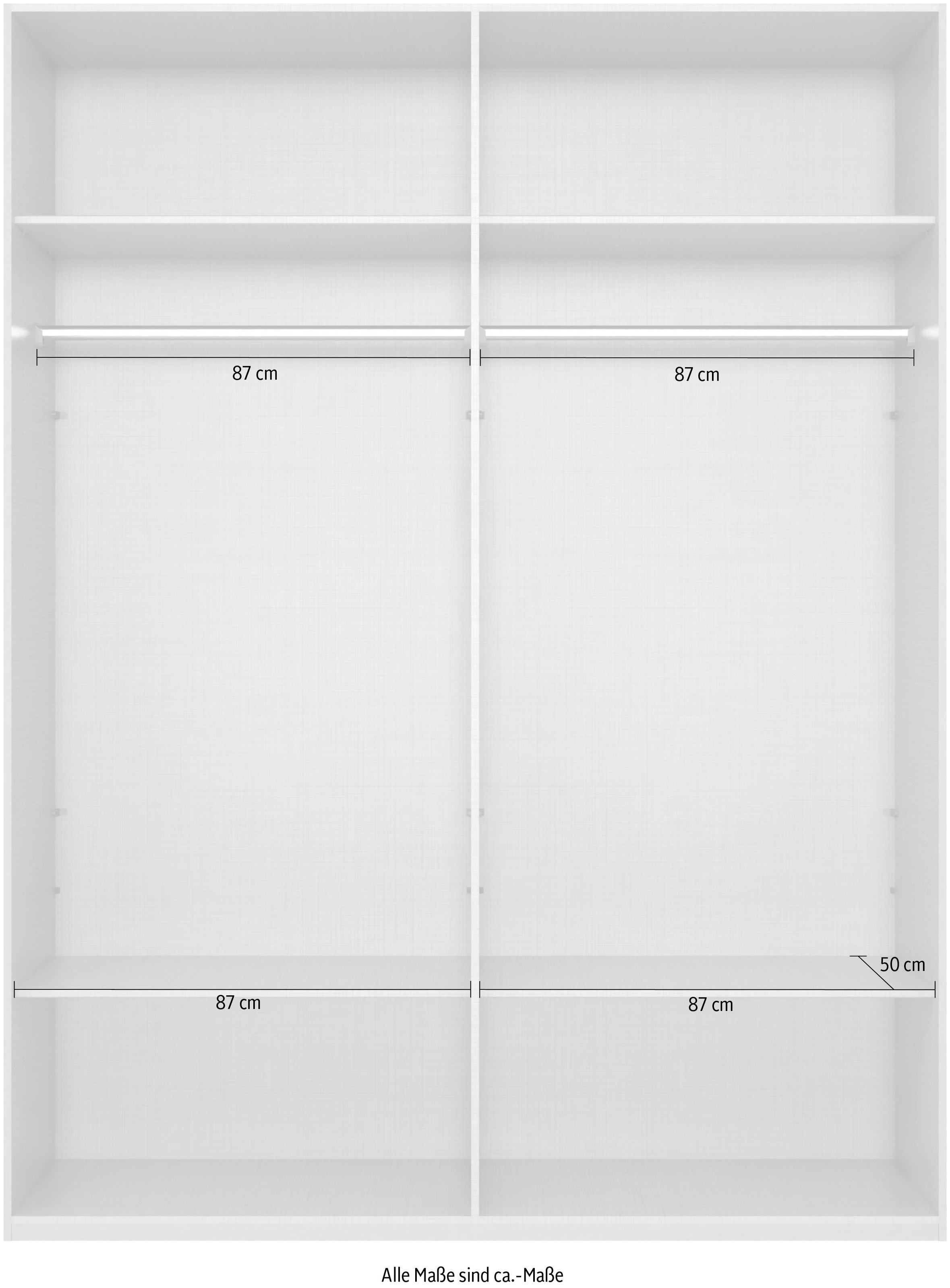 Wimex Kleiderschrank »Mugano, in 5 Breiten und 2 Höhen, Made in Germany«, (in Basic oder Premium Ausstattung mit 2 weiteren Einlegeböden), mit langen Griffstangen aus Metall, wahlweise mit oder ohne Spiegel