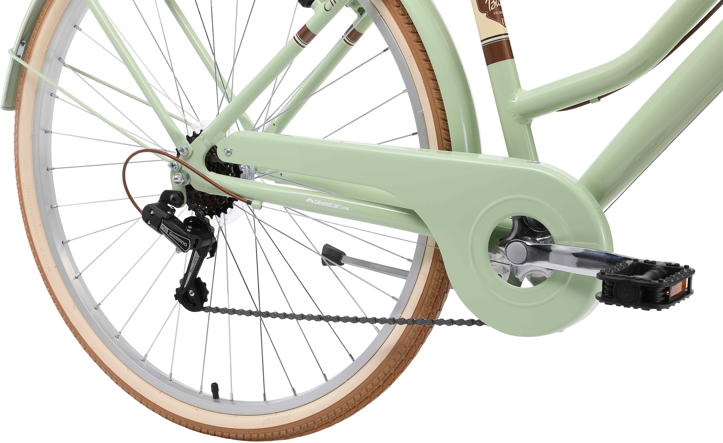 Bikestar Cityrad, 7 Gang, Shimano, RD-TY21 Schaltwerk, Kettenschaltung, für Damen, Kettenschaltung