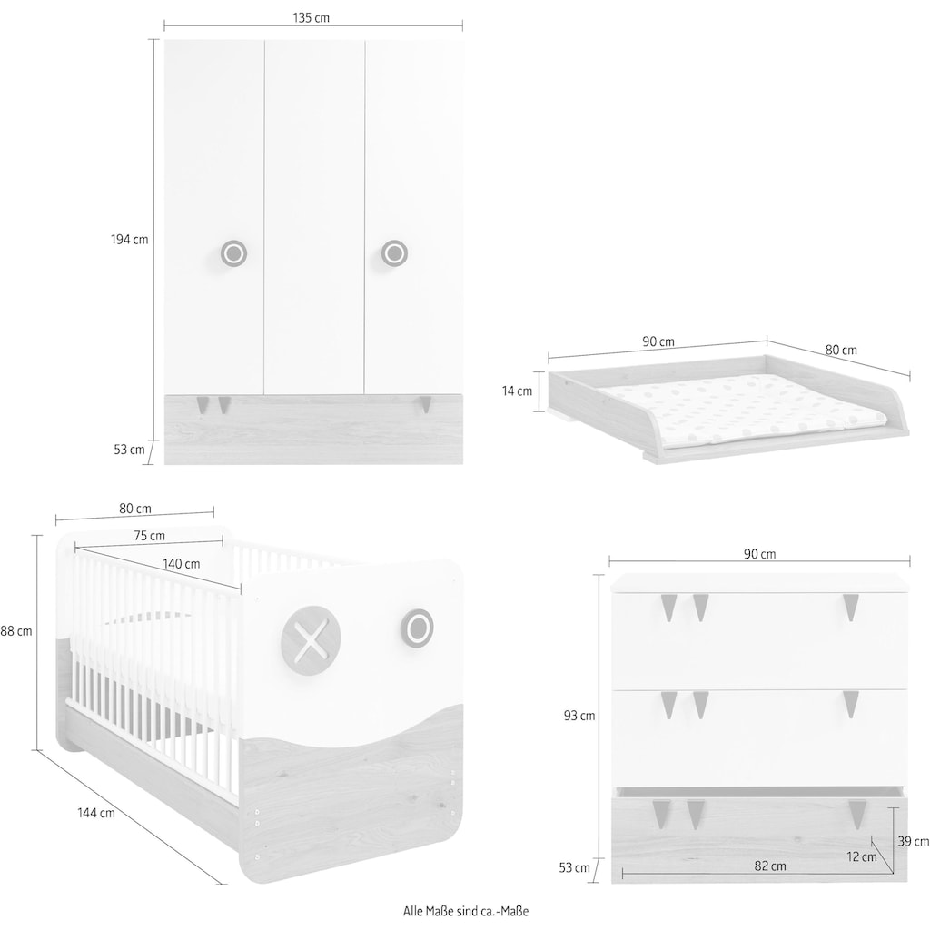 now! by hülsta Babyzimmer-Komplettset »now! minimo«, (Set, 5 St.)