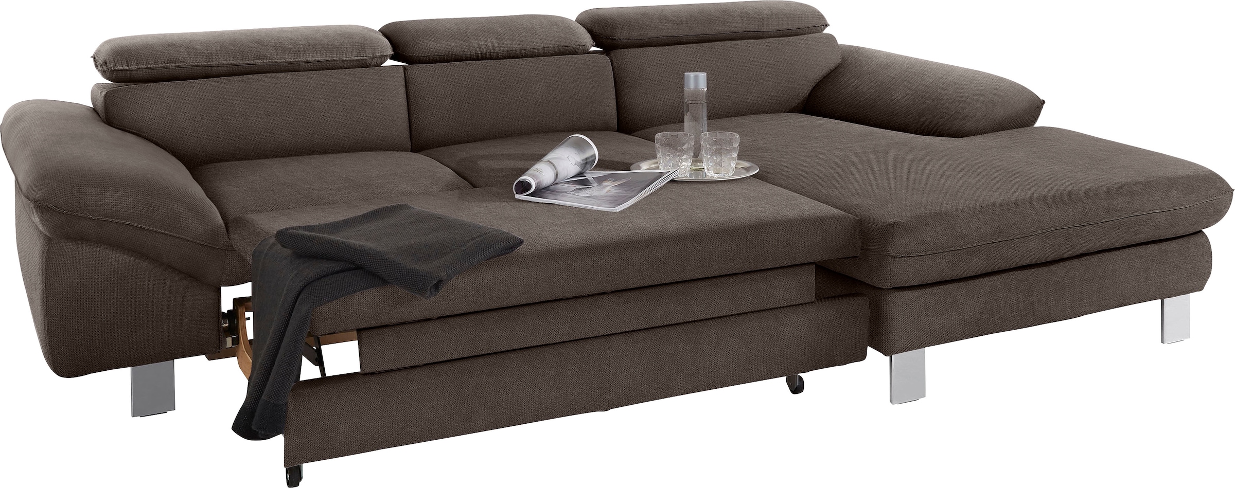 COTTA Polstergarnitur »Driver L-Form«, (Set, 2 tlg.), Set bestehend aus: Ecksofa mit Kopfteilverstellung & Hocker