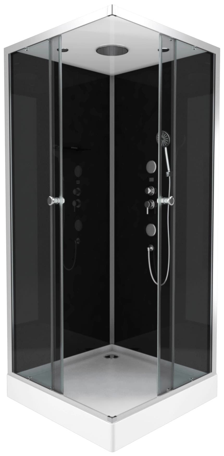 Marwell Komplettdusche »Black Suqare«, 90 x 90 x 210 cm - Eckdusche